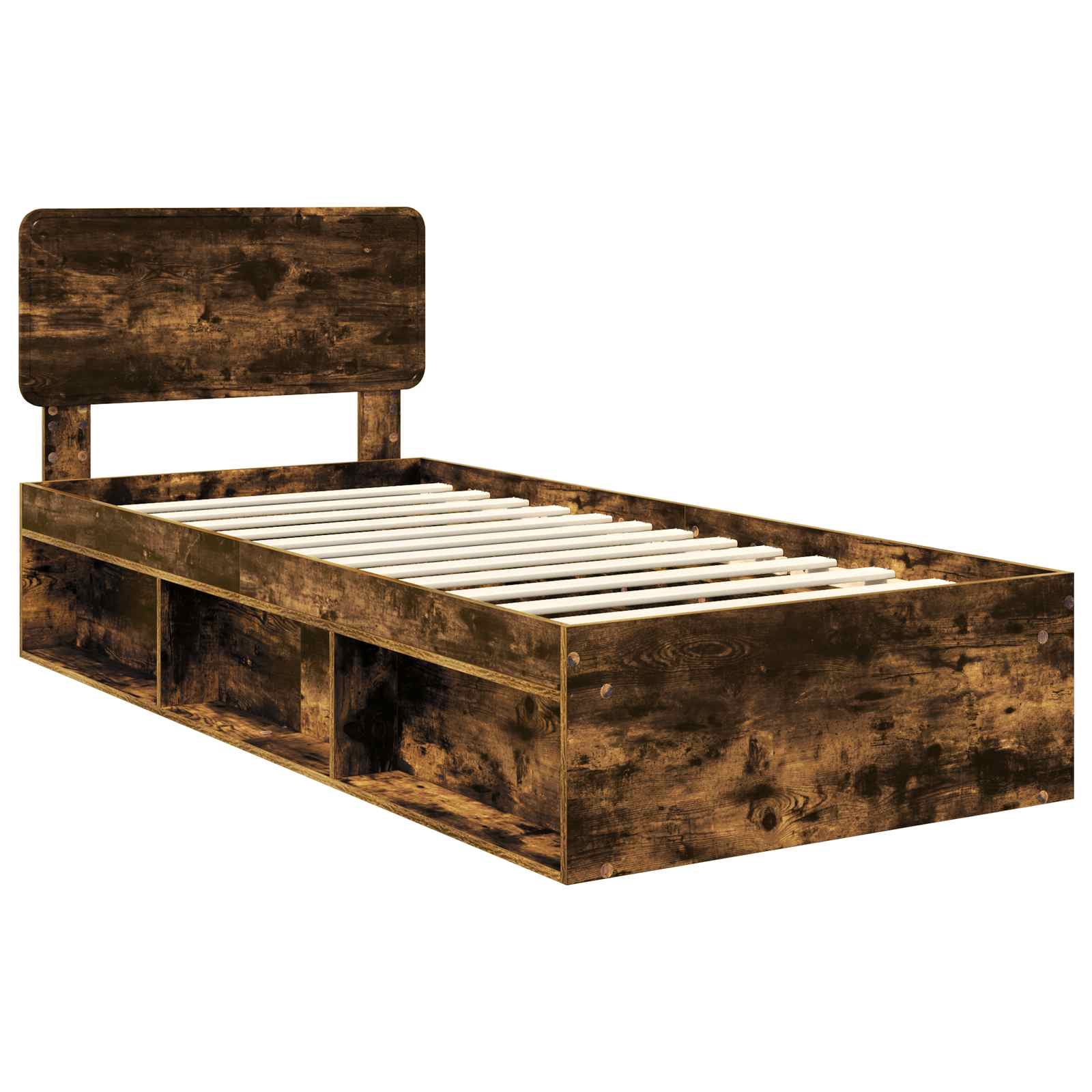 vidaXL Ramka łóżka Dąb wędzony 75 x 190 cm Lite drewno sosnowe