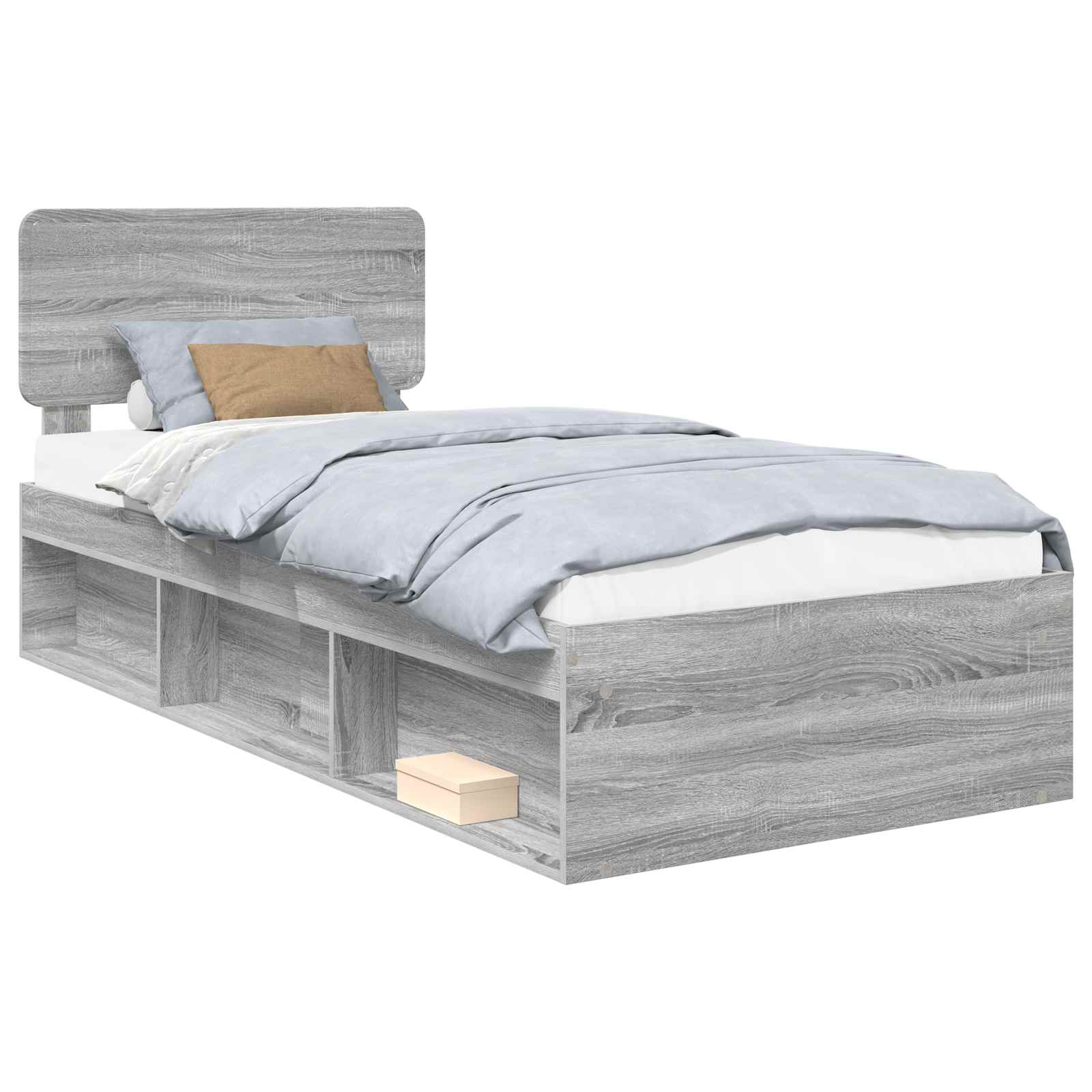 vidaXL Ramka łóżka Szary Sonoma 75 x 190 cm Lite drewno sosnowe
