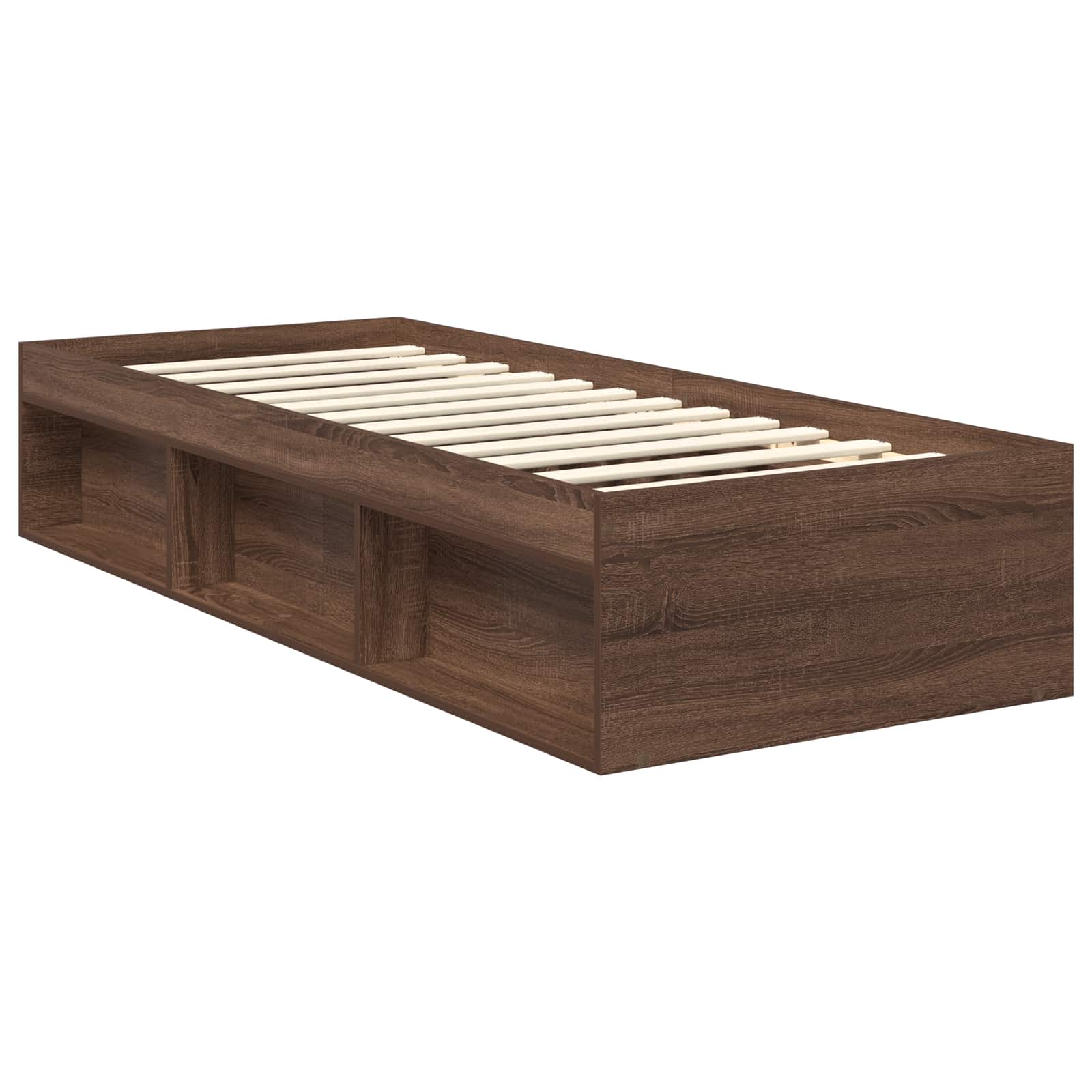 vidaXL Ramka łóżka Brązowy dąb 75 x 190 cm Lite drewno sosnowe