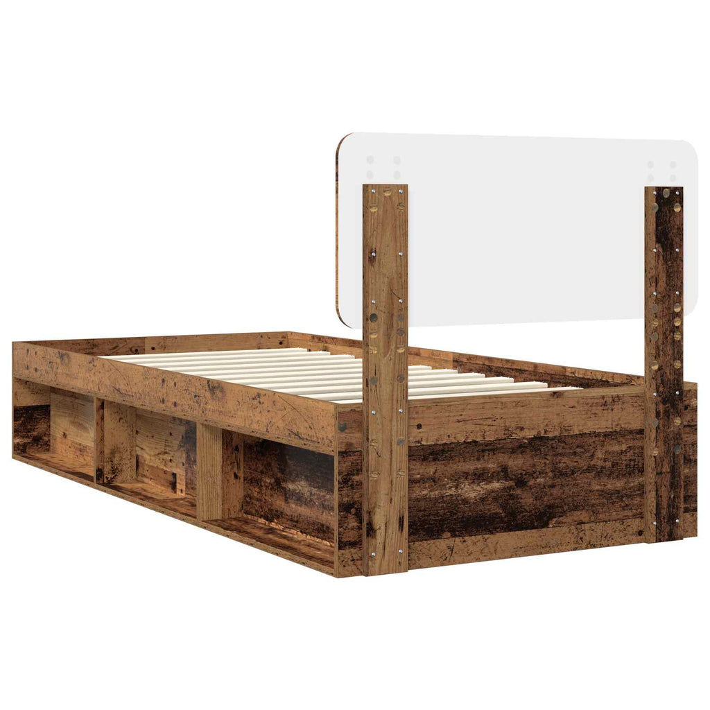 vidaXL Ramka łóżka Stare drewno 75 x 190 cm Lite drewno sosnowe