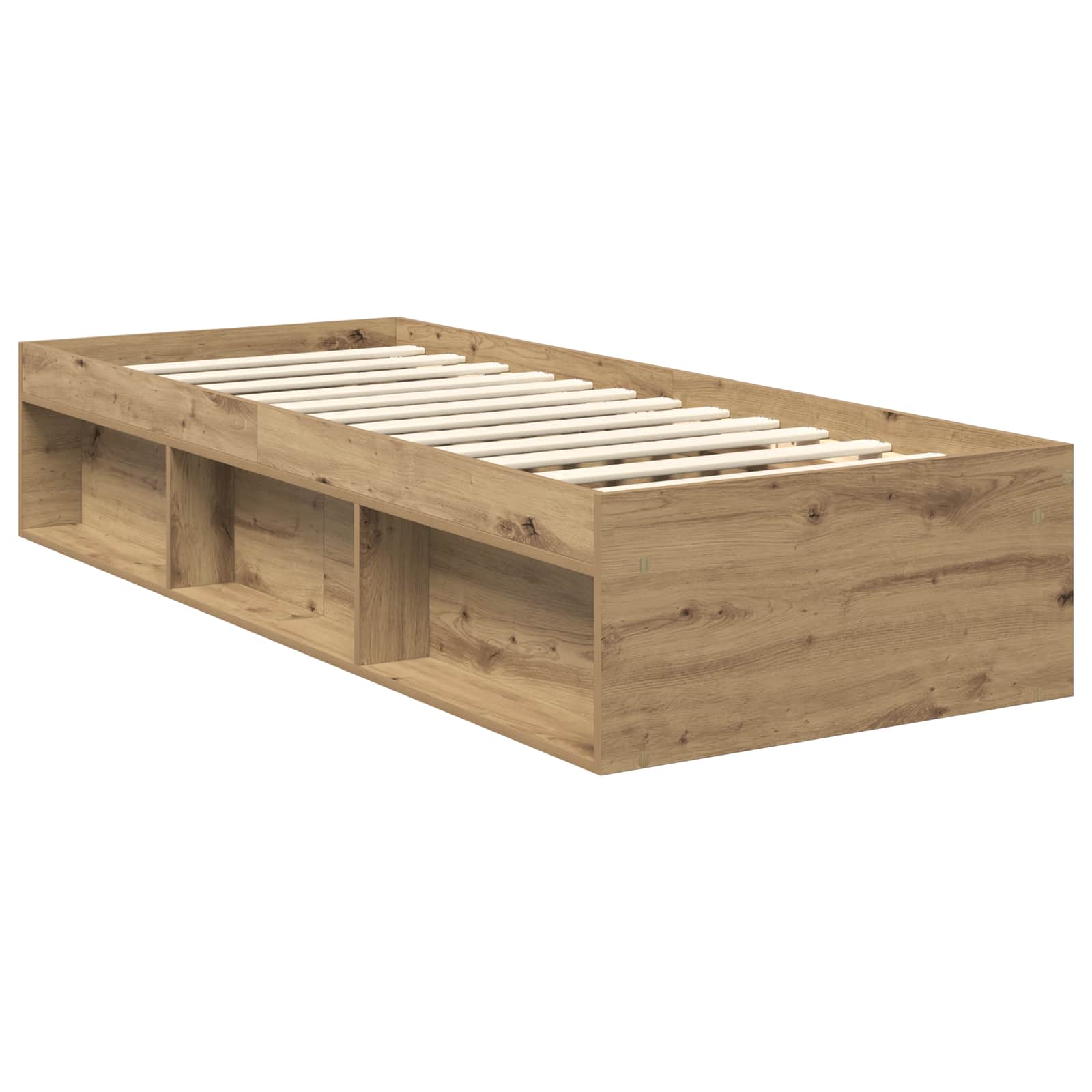 vidaXL Ramka łóżka Dąb rzemieślniczy 75 x 190 cm Lite drewno sosnowe