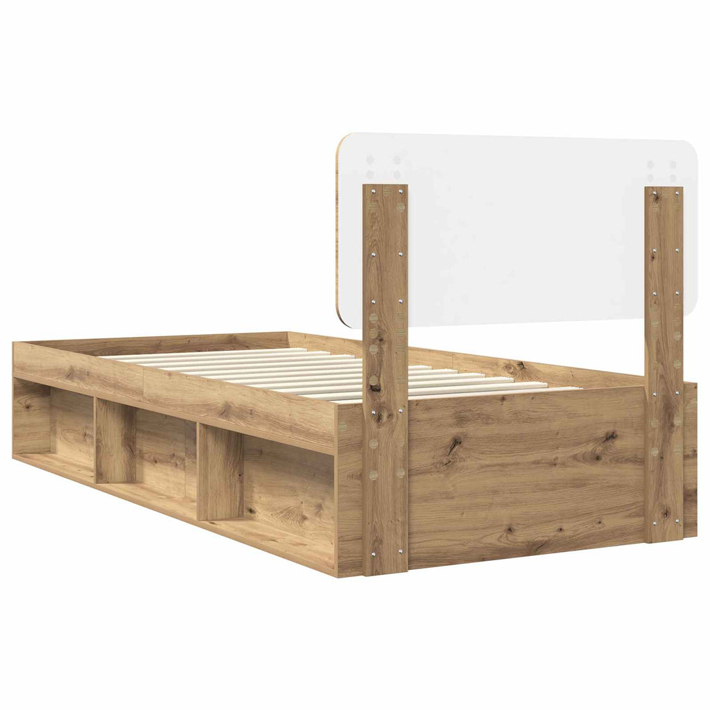 vidaXL Ramka łóżka Dąb rzemieślniczy 75 x 190 cm Lite drewno sosnowe