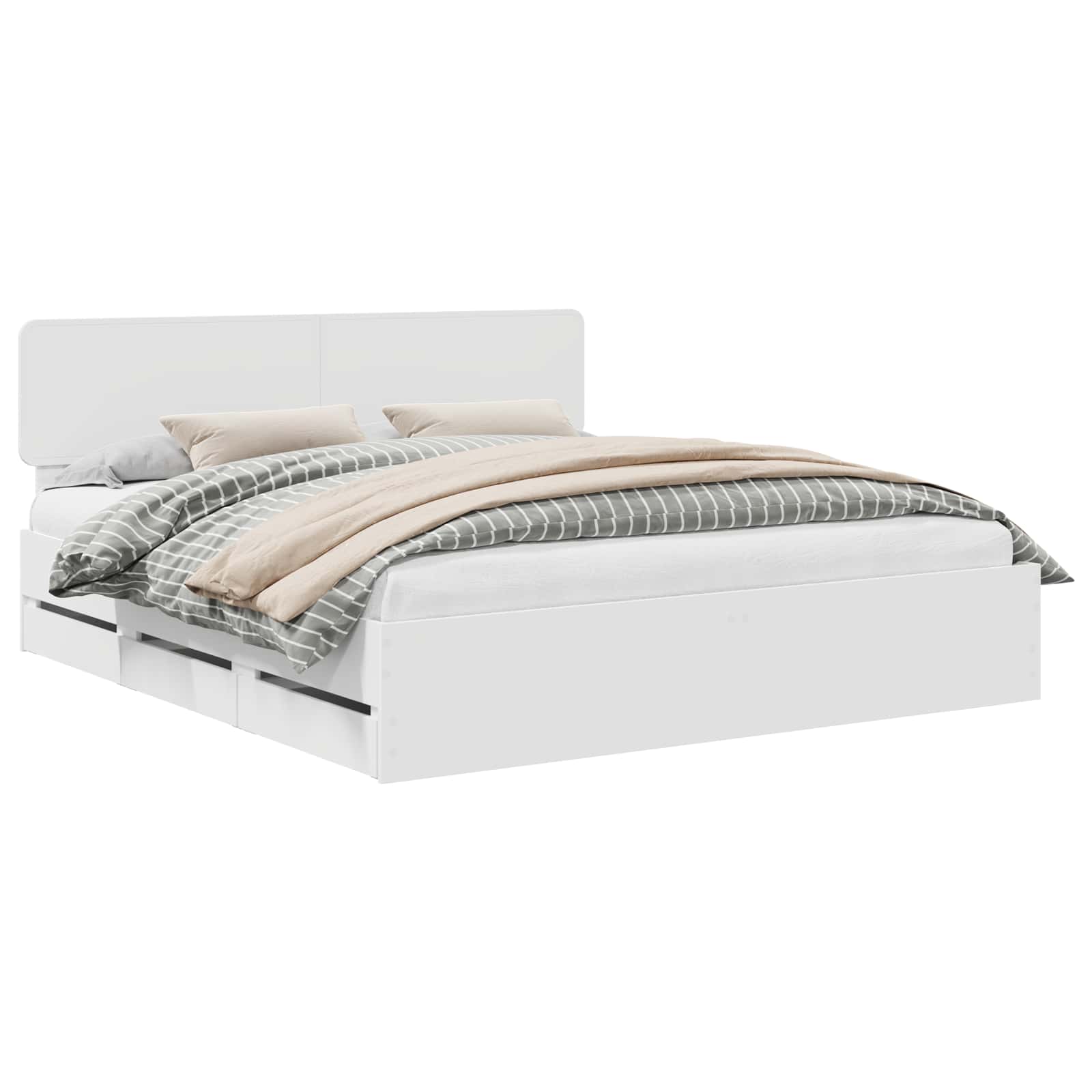 vidaXL Ramka łóżka z szufladą Biały 200 x 200 cm Drewno inżynieryjne