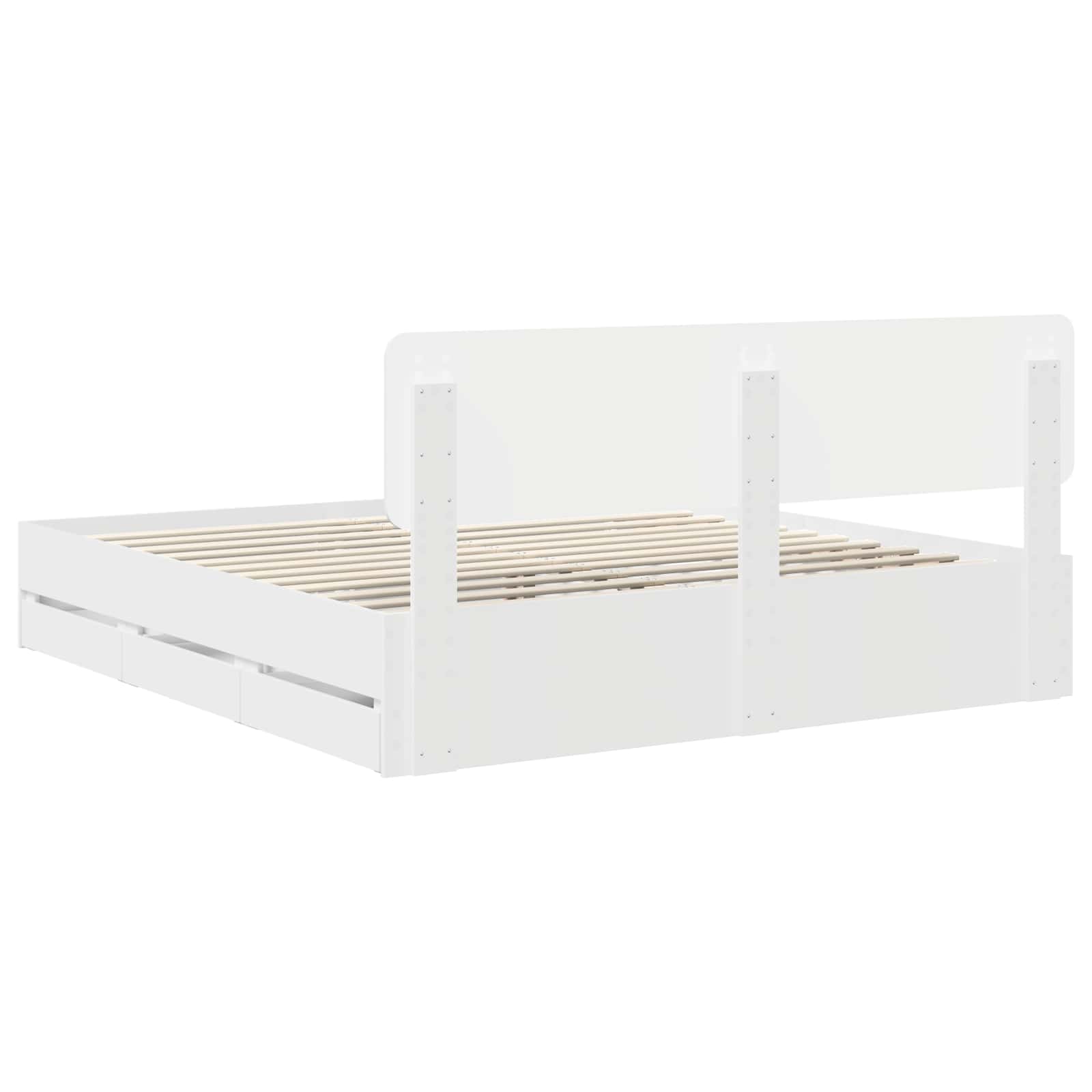 vidaXL Ramka łóżka z szufladą Biały 200 x 200 cm Drewno inżynieryjne