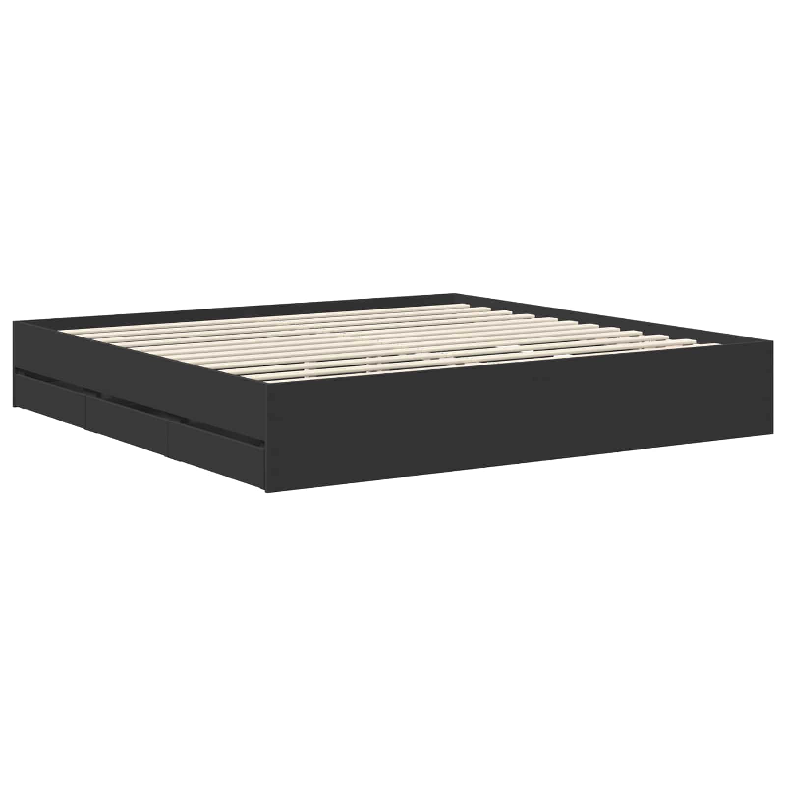 vidaXL Ramka łóżka z szufladą Czarny 200 x 200 cm Drewno inżynieryjne