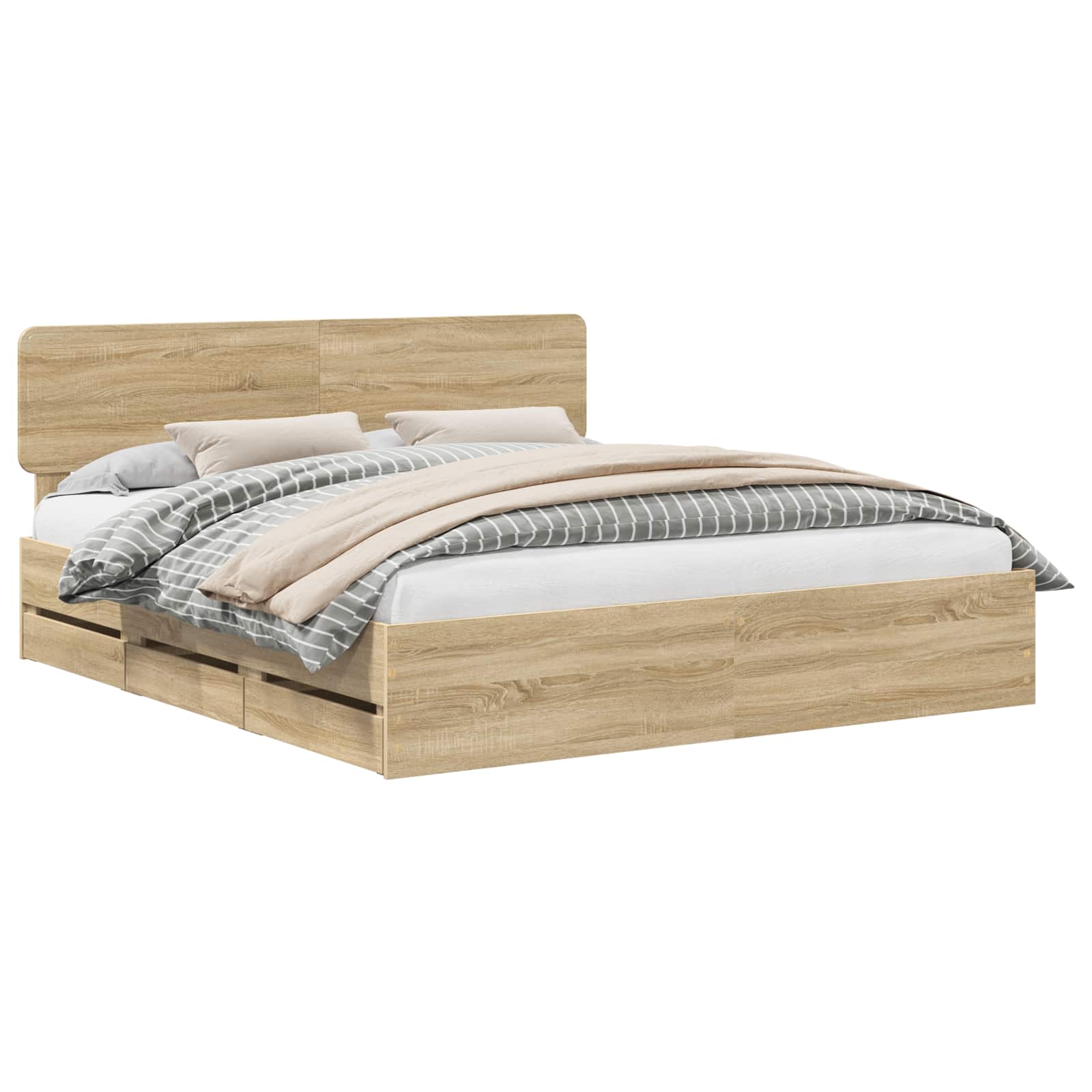 vidaXL Ramka łóżka Dąb Sonoma 200 x 200 cm Drewno inżynieryjne