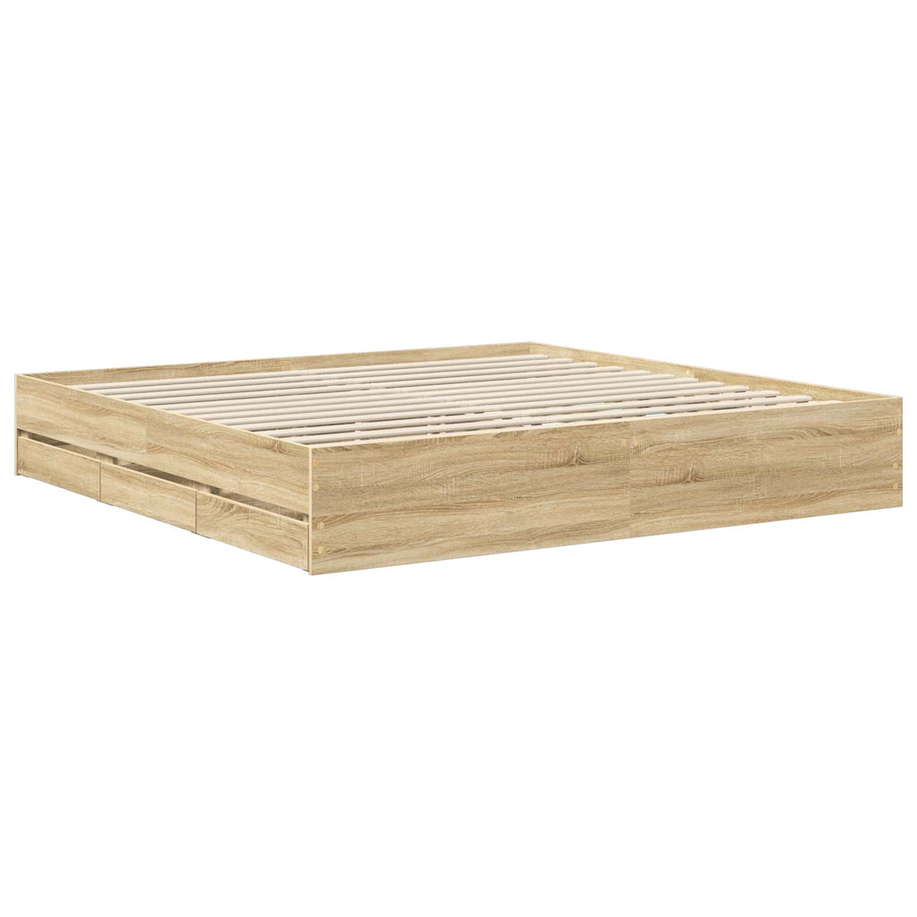 vidaXL Ramka łóżka Dąb Sonoma 200 x 200 cm Drewno inżynieryjne
