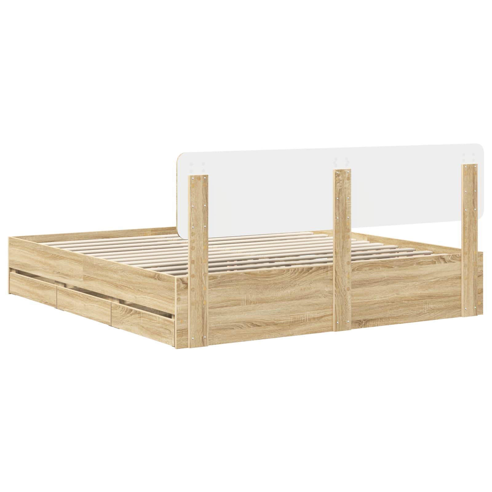 vidaXL Ramka łóżka Dąb Sonoma 200 x 200 cm Drewno inżynieryjne