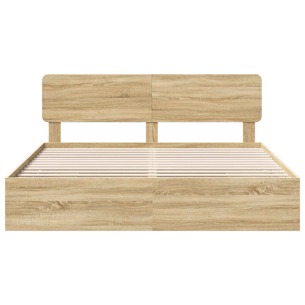 vidaXL Ramka łóżka Dąb Sonoma 200 x 200 cm Drewno inżynieryjne
