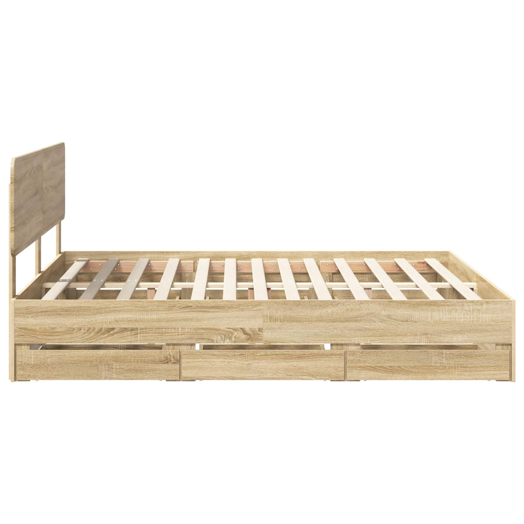 vidaXL Ramka łóżka Dąb Sonoma 200 x 200 cm Drewno inżynieryjne