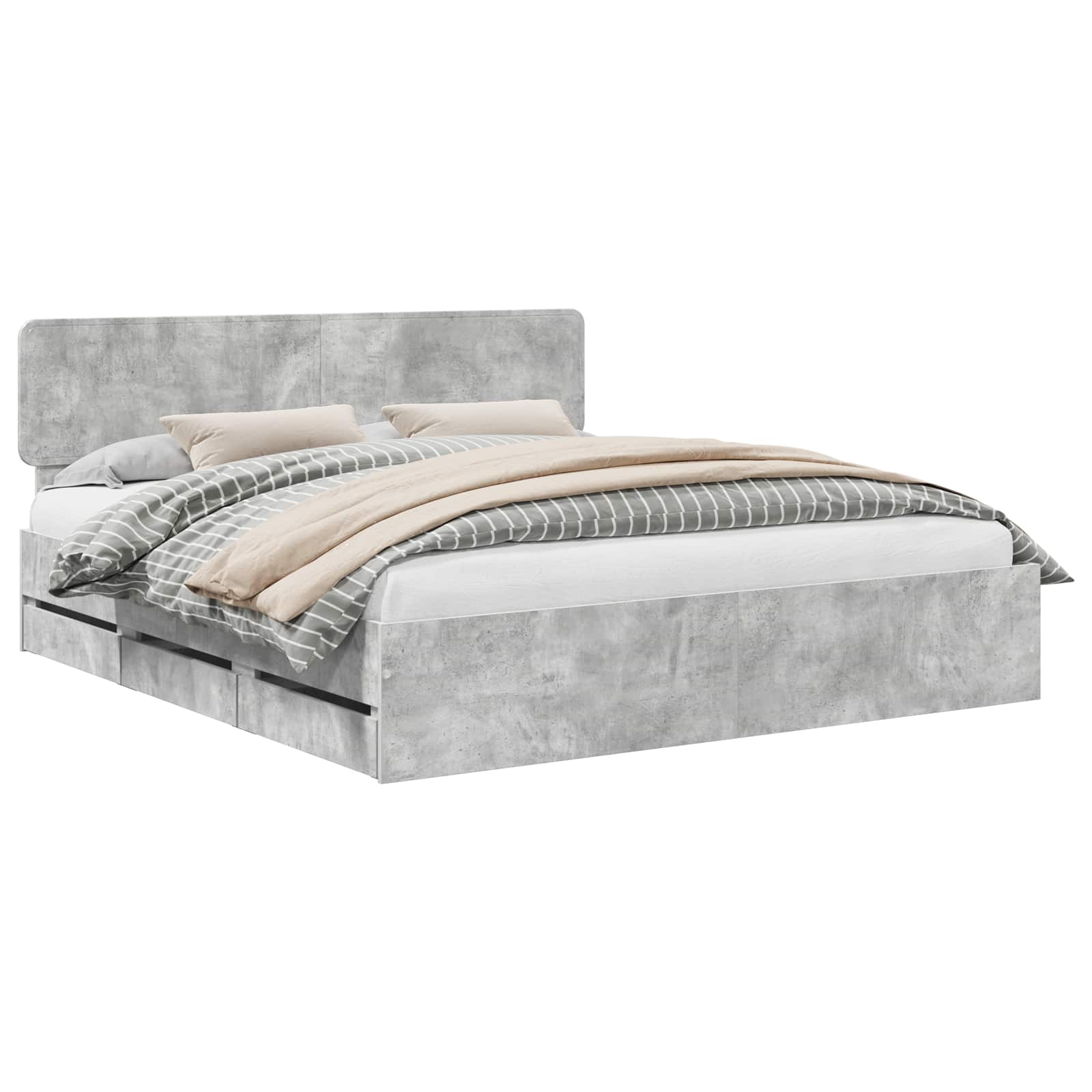 vidaXL Ramka łóżka Betonowy Szary 200 x 200 cm Drewno inżynieryjne