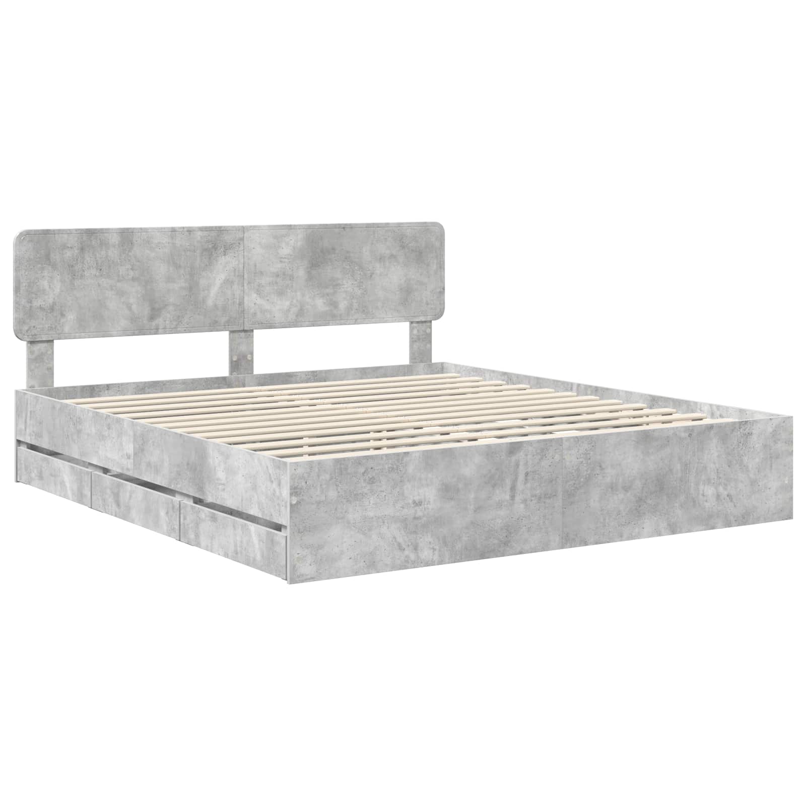 vidaXL Ramka łóżka Betonowy Szary 200 x 200 cm Drewno inżynieryjne