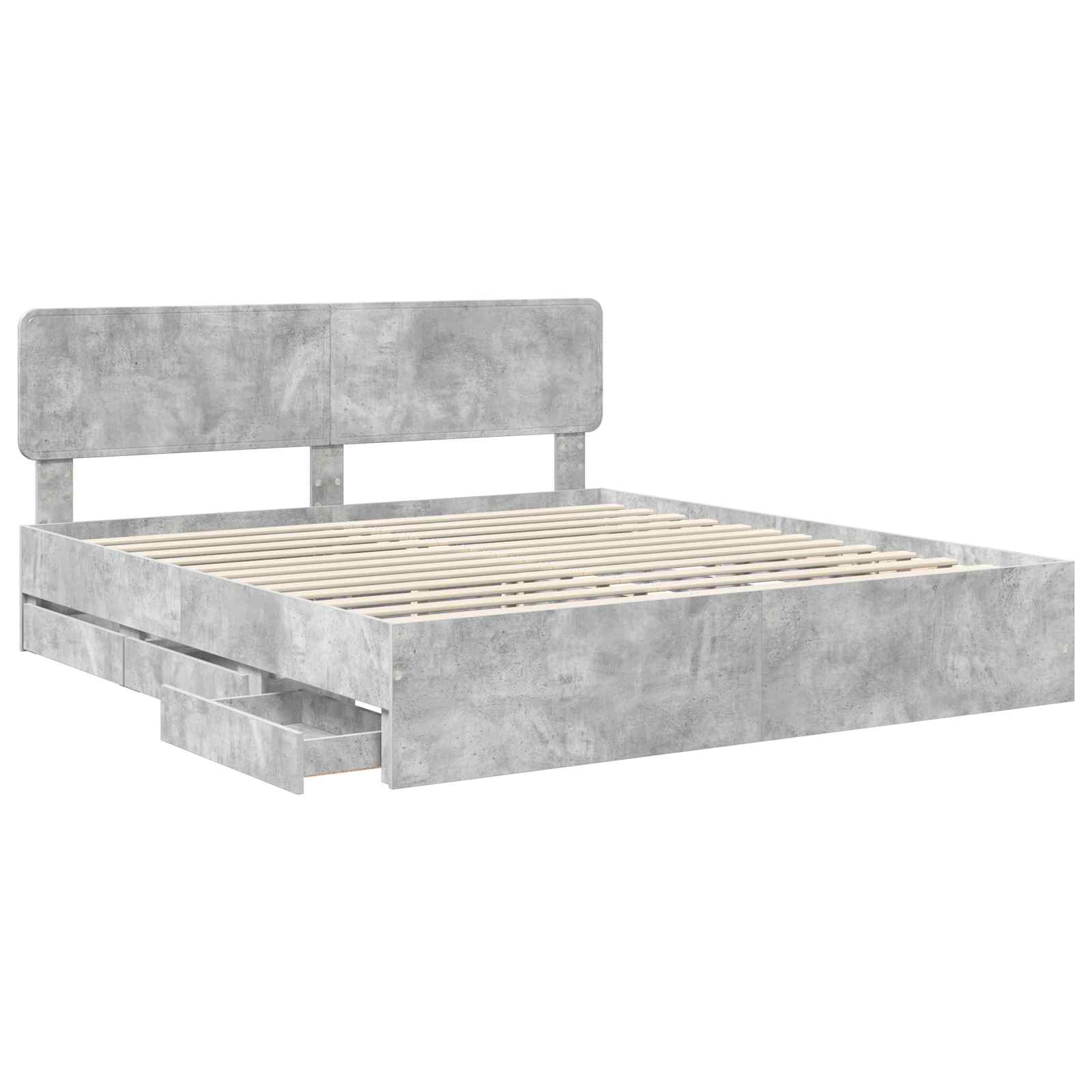 vidaXL Ramka łóżka Betonowy Szary 200 x 200 cm Drewno inżynieryjne