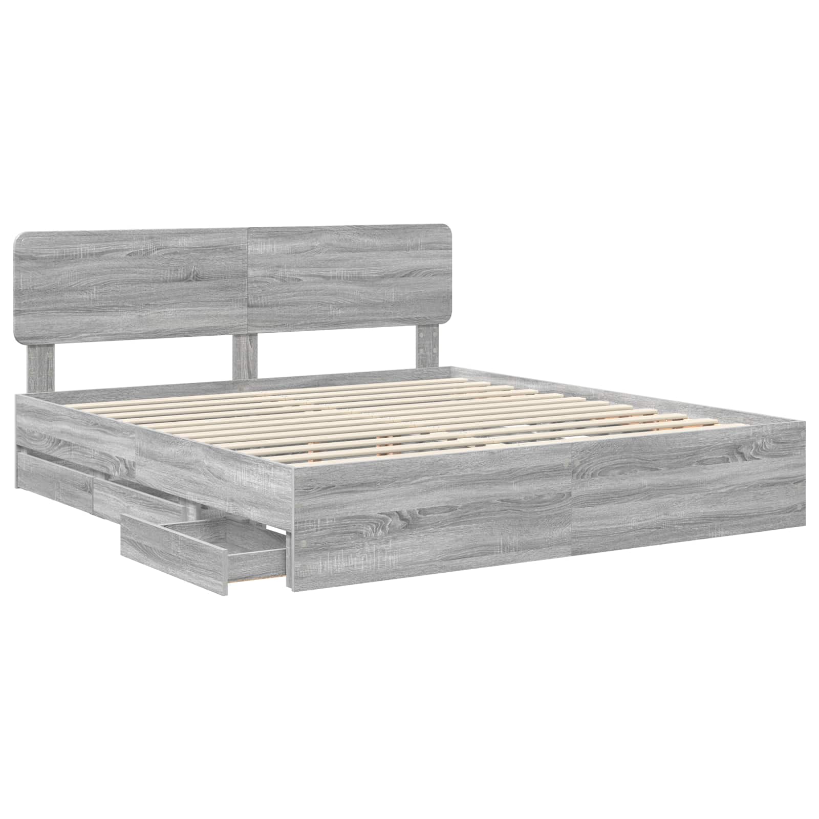 vidaXL Ramka łóżka Szary Sonoma 200 x 200 cm Drewno inżynieryjne