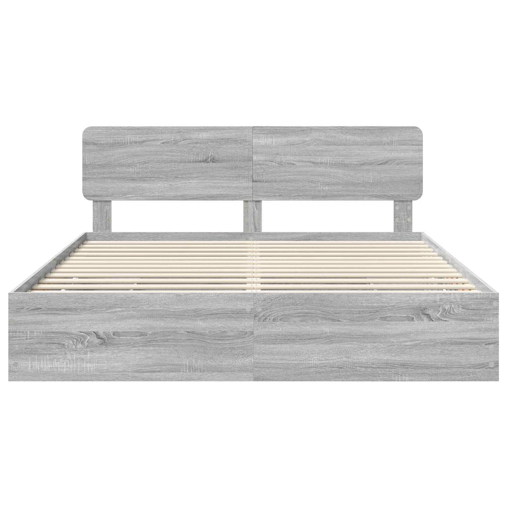 vidaXL Ramka łóżka Szary Sonoma 200 x 200 cm Drewno inżynieryjne