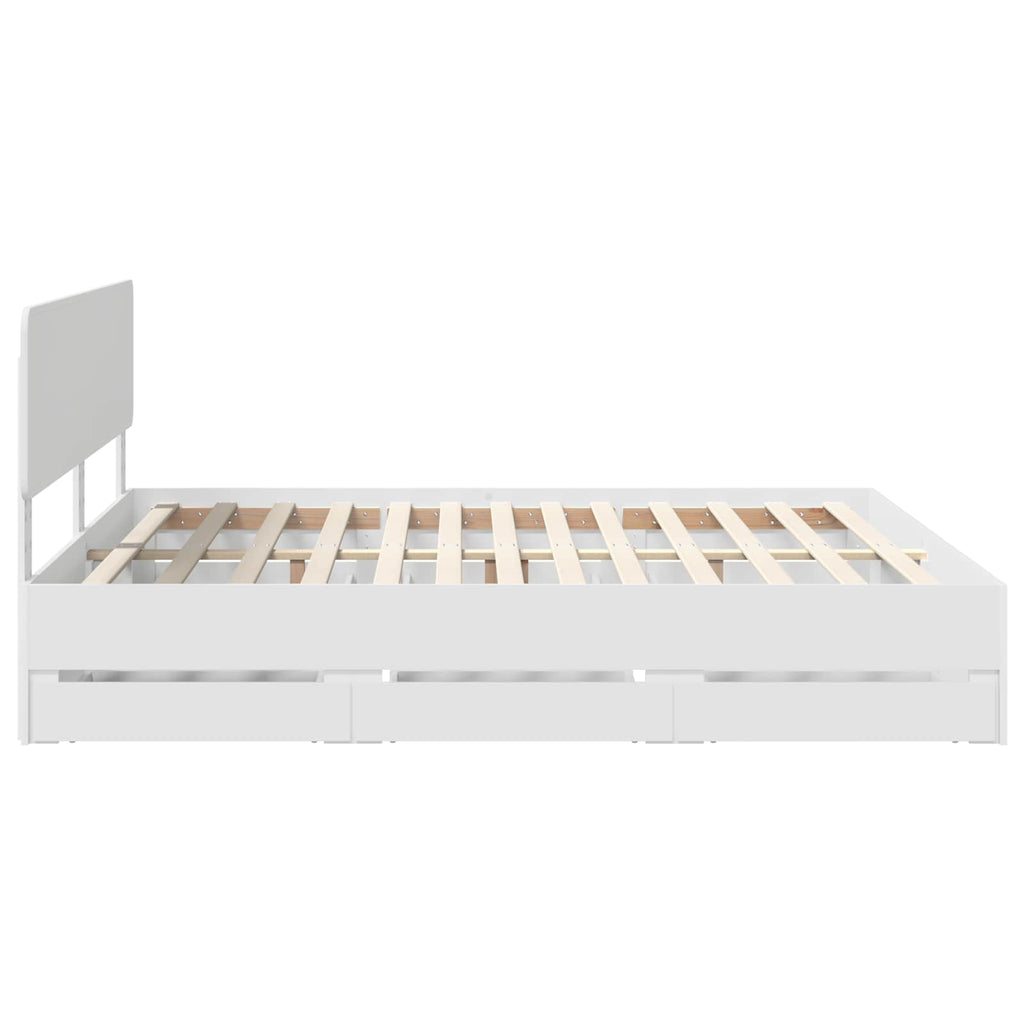vidaXL Ramka łóżka z szufladą Biały 180 x 200 cm Drewno inżynieryjne