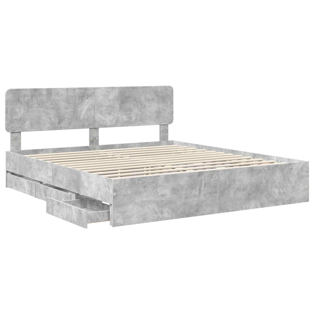 vidaXL Ramka łóżka Betonowy Szary 180 x 200 cm Drewno inżynieryjne