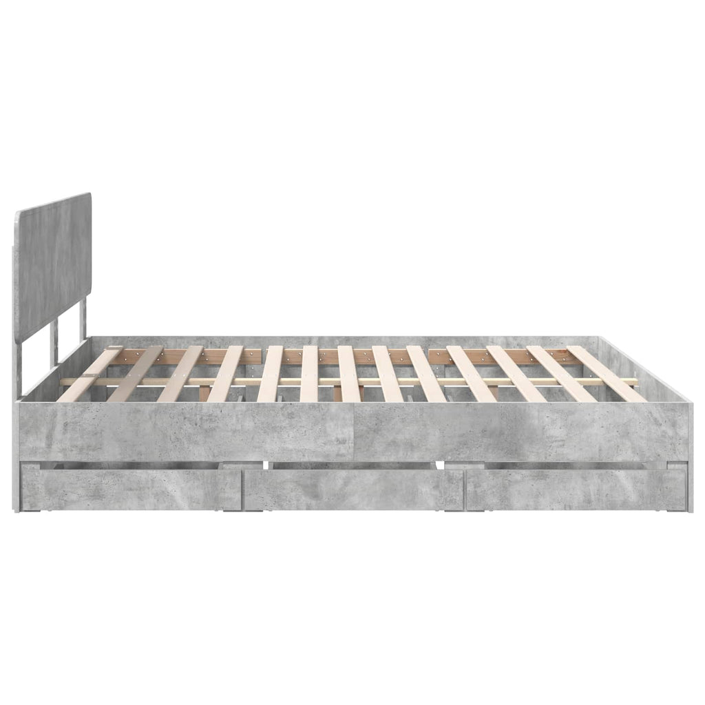 vidaXL Ramka łóżka Betonowy Szary 180 x 200 cm Drewno inżynieryjne