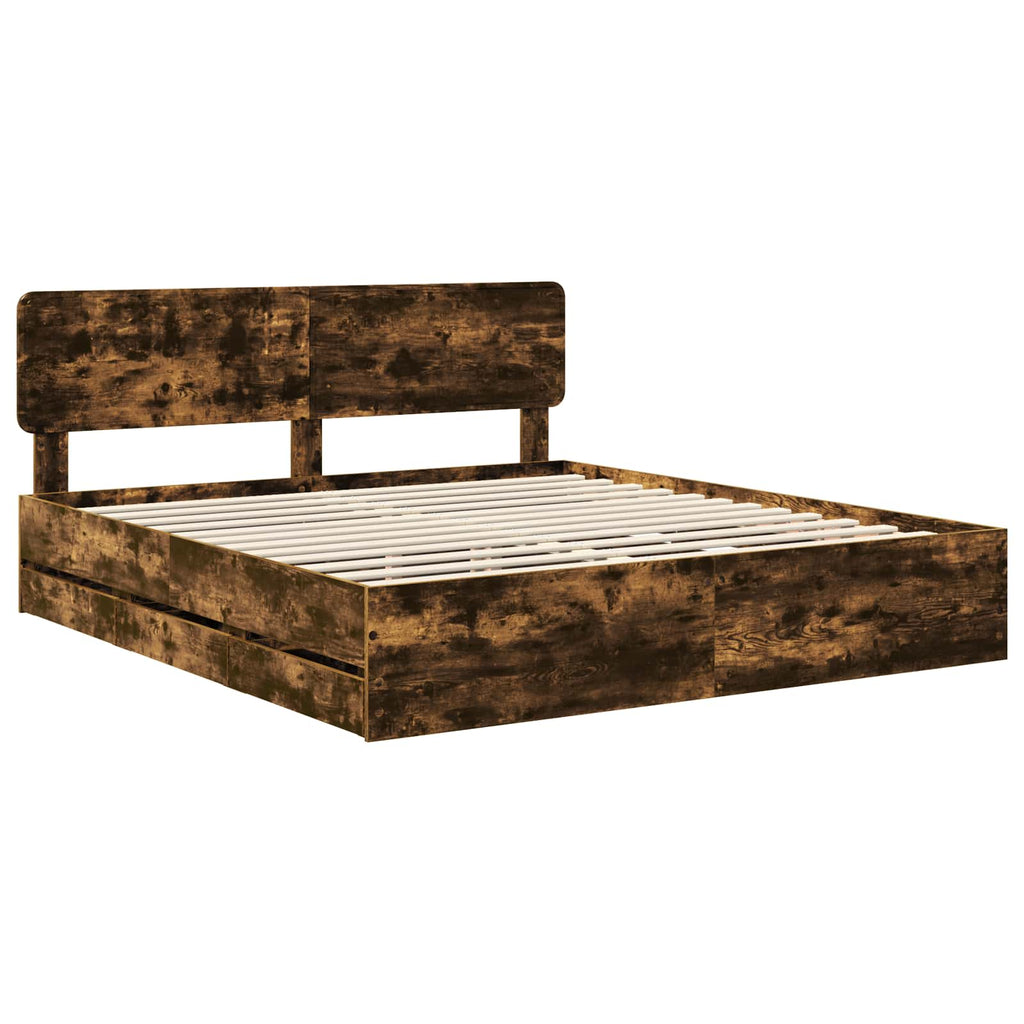 vidaXL Ramka łóżka Dąb Wędzony 180 x 200 cm Drewno inżynieryjne