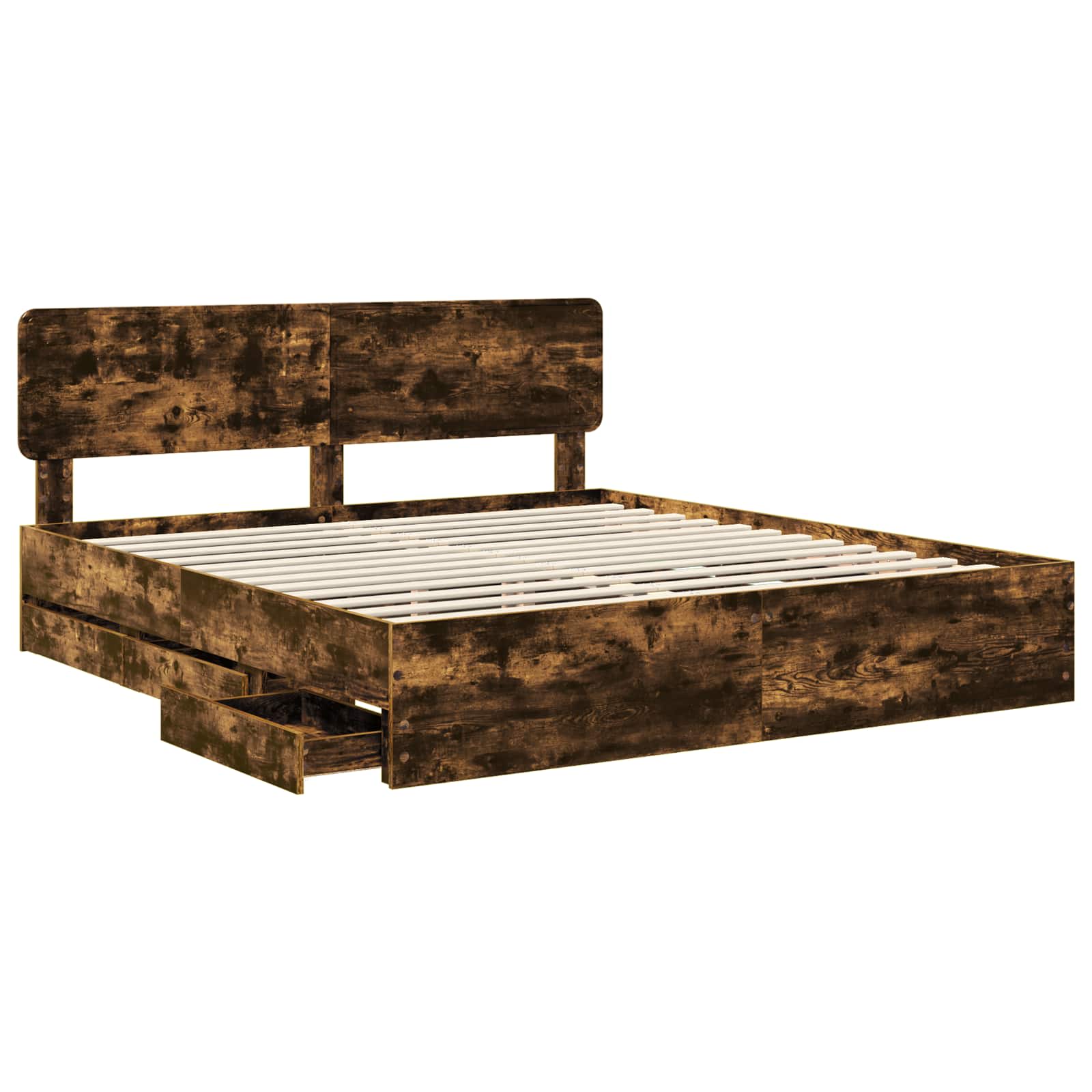 vidaXL Ramka łóżka Dąb Wędzony 180 x 200 cm Drewno inżynieryjne
