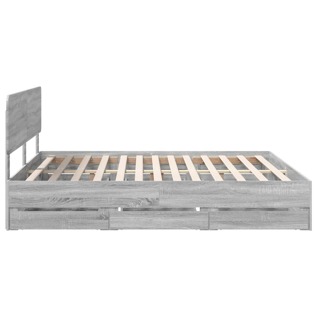 vidaXL Ramka łóżka Szary Sonoma 180 x 200 cm Drewno inżynieryjne