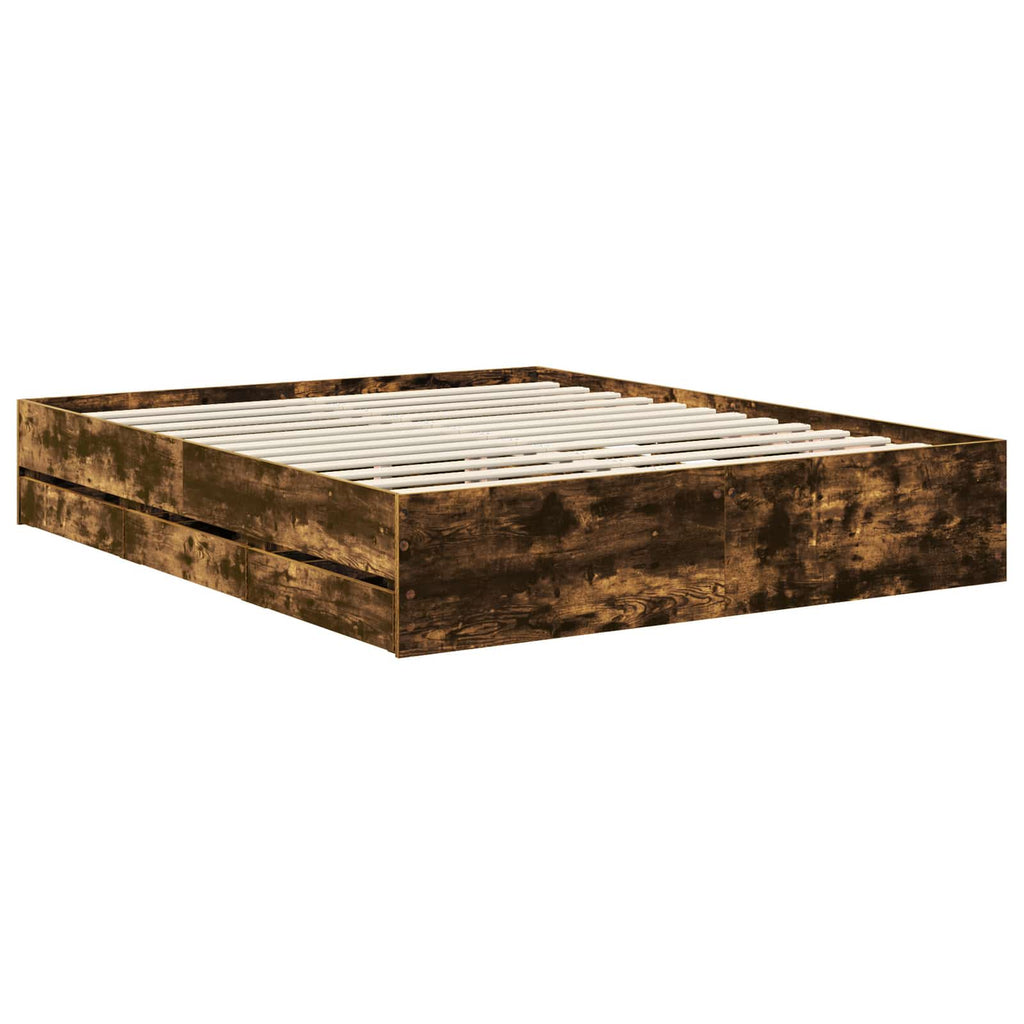 vidaXL Ramka łóżka Dąb Wędzony 160 x 200 cm Drewno inżynieryjne