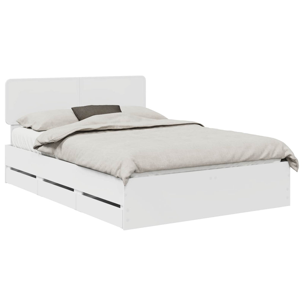 vidaXL Ramka łóżka z szufladą Biały 150 x 200 cm Drewno inżynieryjne