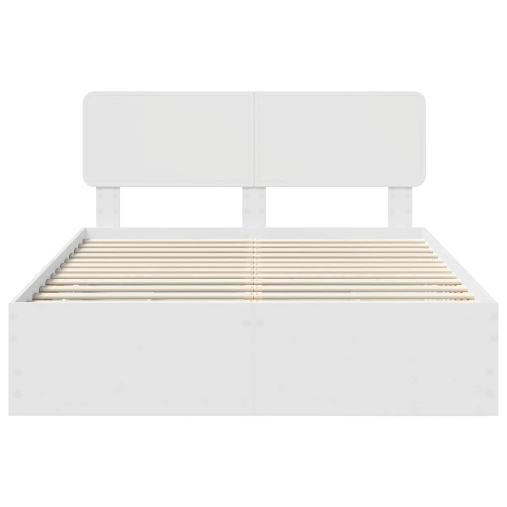 vidaXL Ramka łóżka z szufladą Biały 150 x 200 cm Drewno inżynieryjne