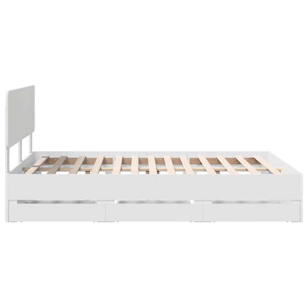 vidaXL Ramka łóżka z szufladą Biały 150 x 200 cm Drewno inżynieryjne