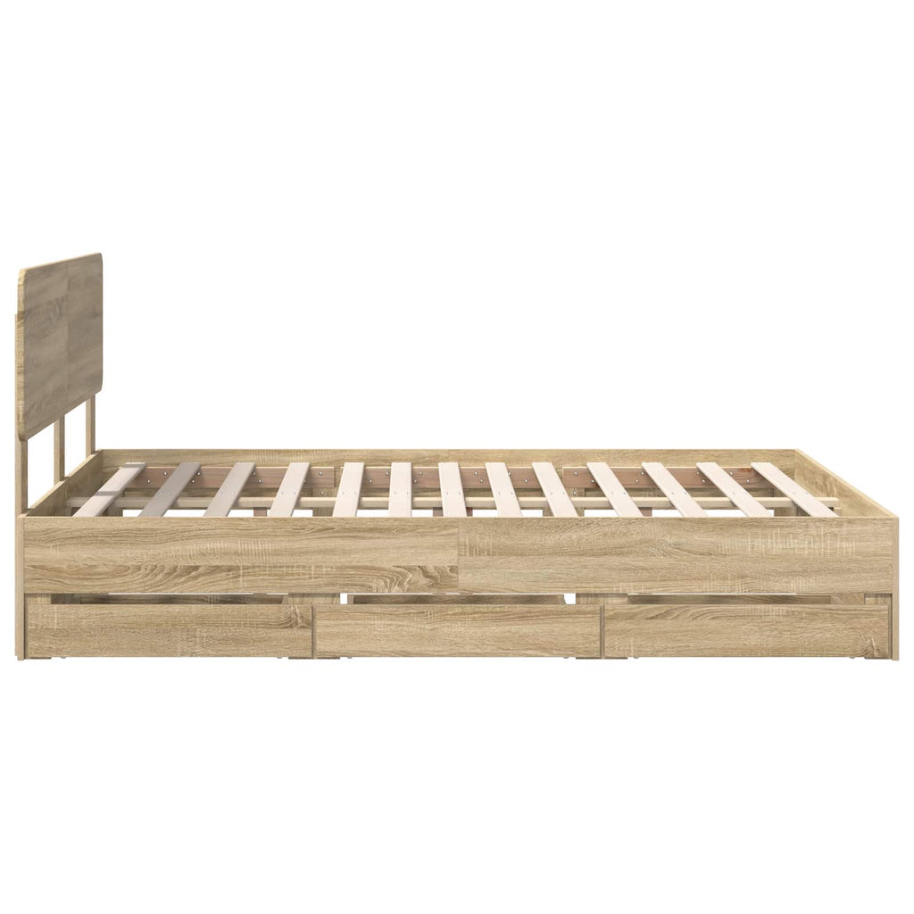 vidaXL Ramka łóżka Dąb Sonoma 150 x 200 cm Drewno inżynieryjne