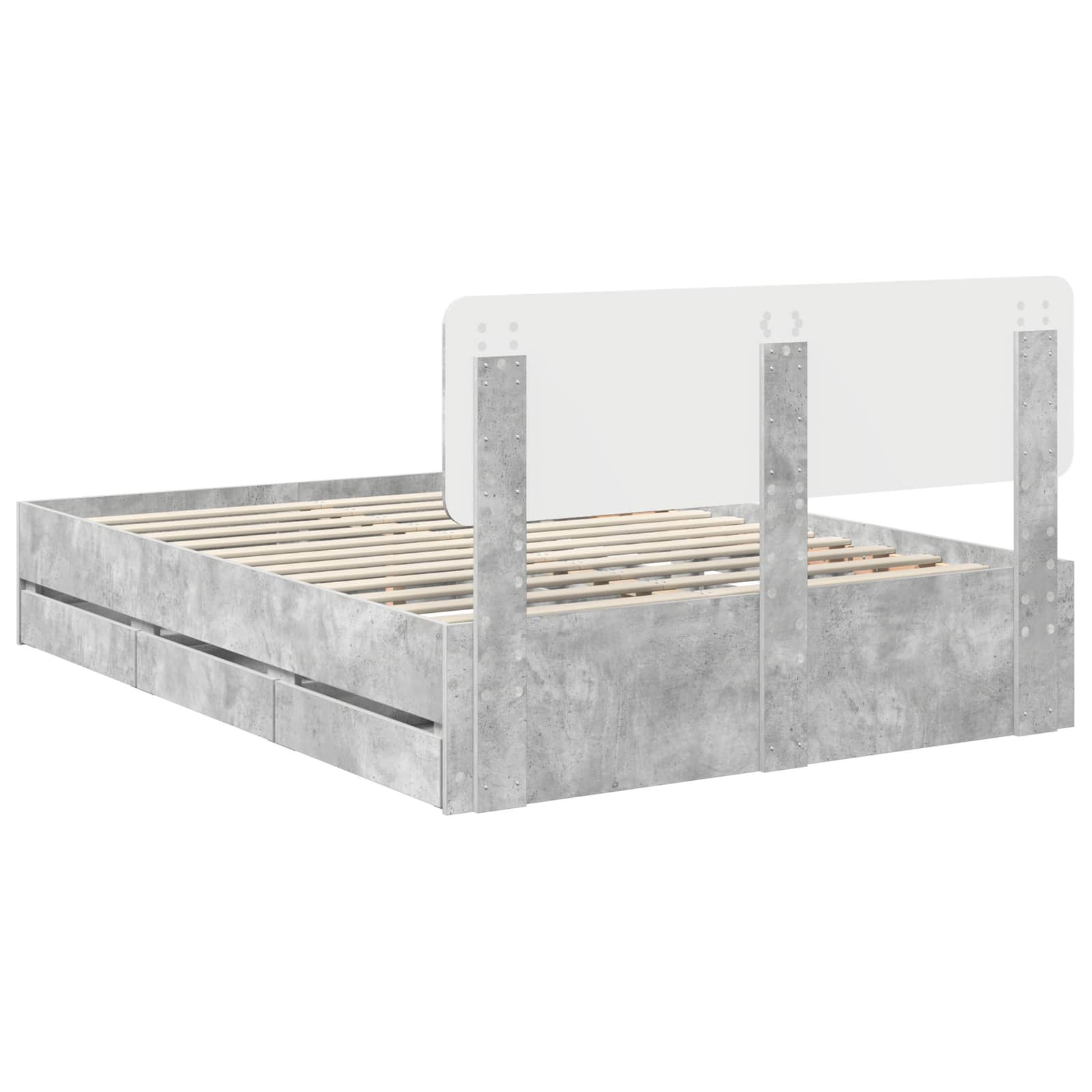 vidaXL Ramka łóżka Betonowy Szary 150 x 200 cm Drewno inżynieryjne