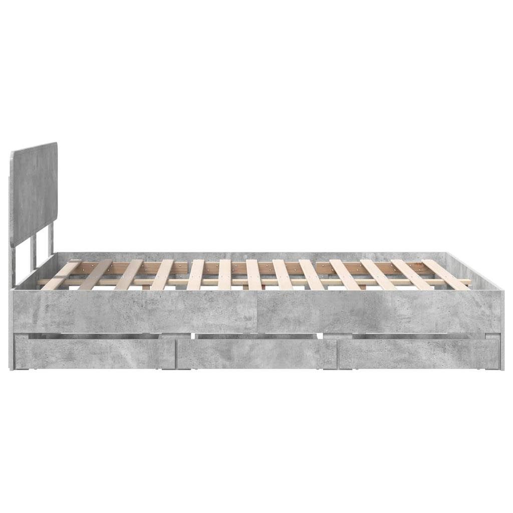 vidaXL Ramka łóżka Betonowy Szary 150 x 200 cm Drewno inżynieryjne