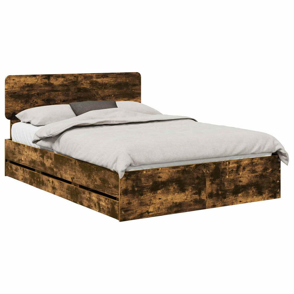 vidaXL Ramka łóżka Dąb Wędzony 150 x 200 cm Drewno inżynieryjne