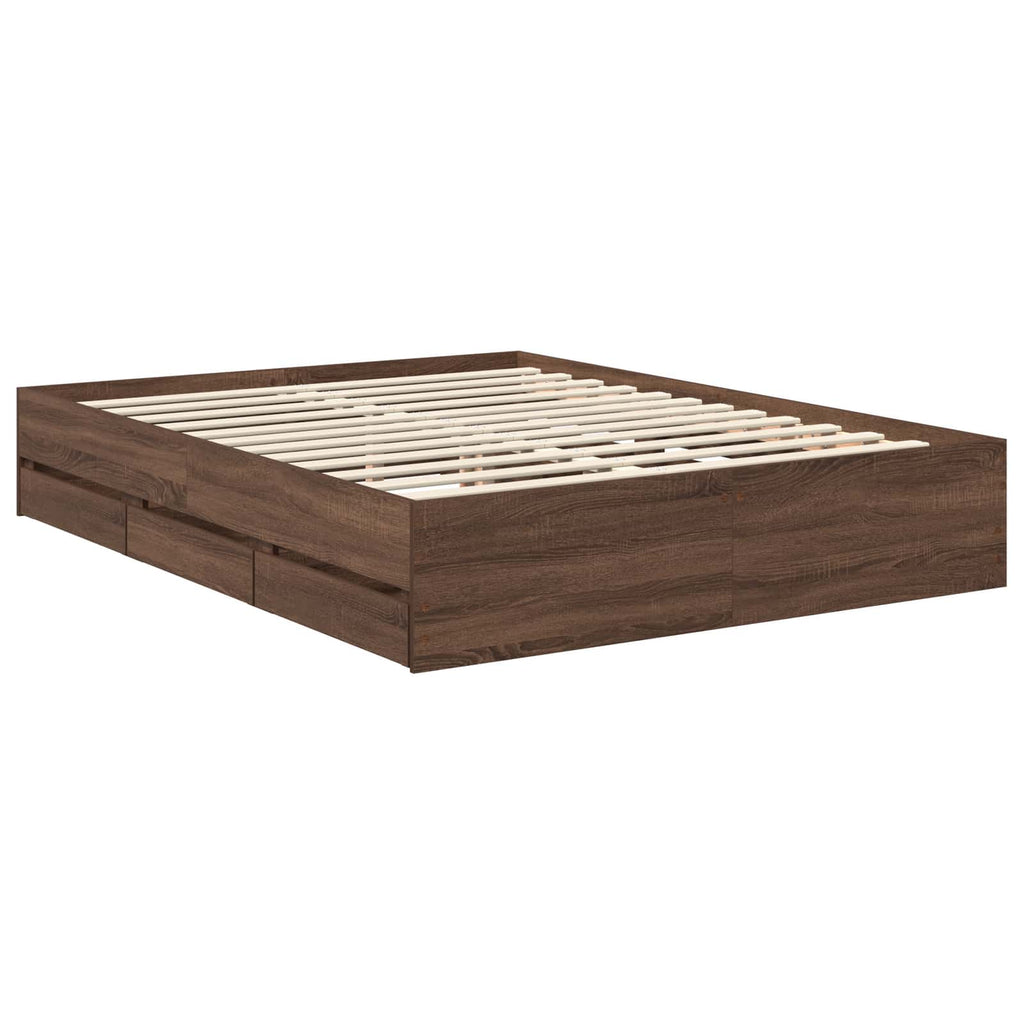 vidaXL Ramka łóżka Dąb brązowy 150 x 200 cm Drewno inżynieryjne