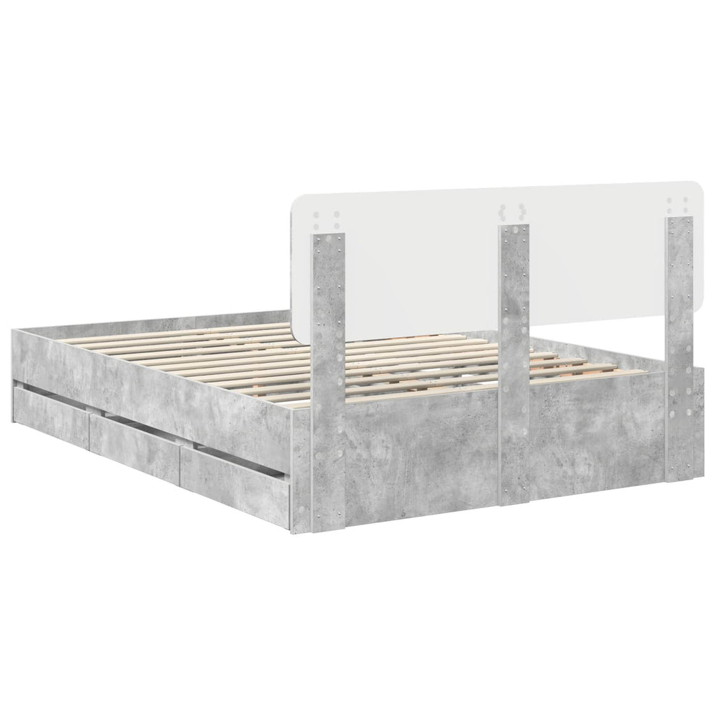 vidaXL Ramka łóżka Betonowy Szary 140 x 200 cm Drewno inżynieryjne