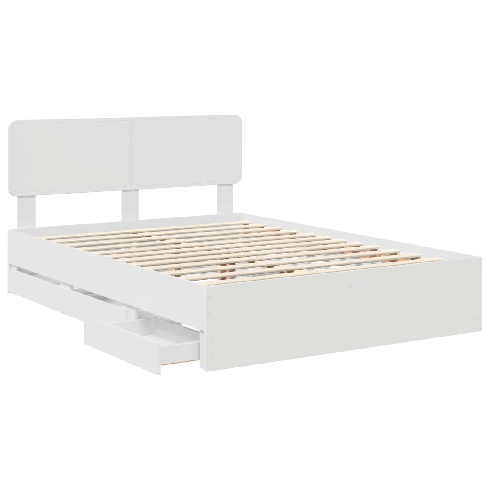 vidaXL Ramka łóżka z szufladą Biały 140 x 190 cm Drewno inżynieryjne