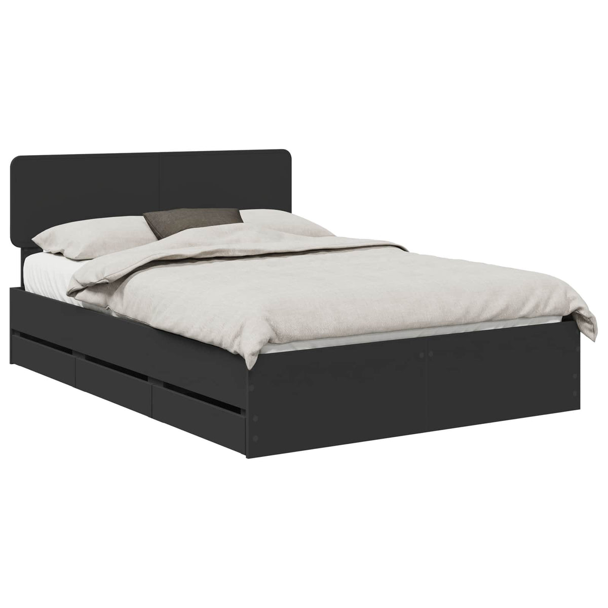 vidaXL Ramka łóżka z szufladą Czarny 140 x 190 cm Drewno inżynieryjne
