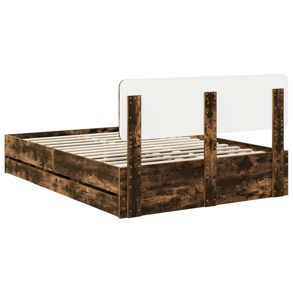 vidaXL Ramka łóżka Dąb Wędzony 140 x 190 cm Drewno inżynieryjne