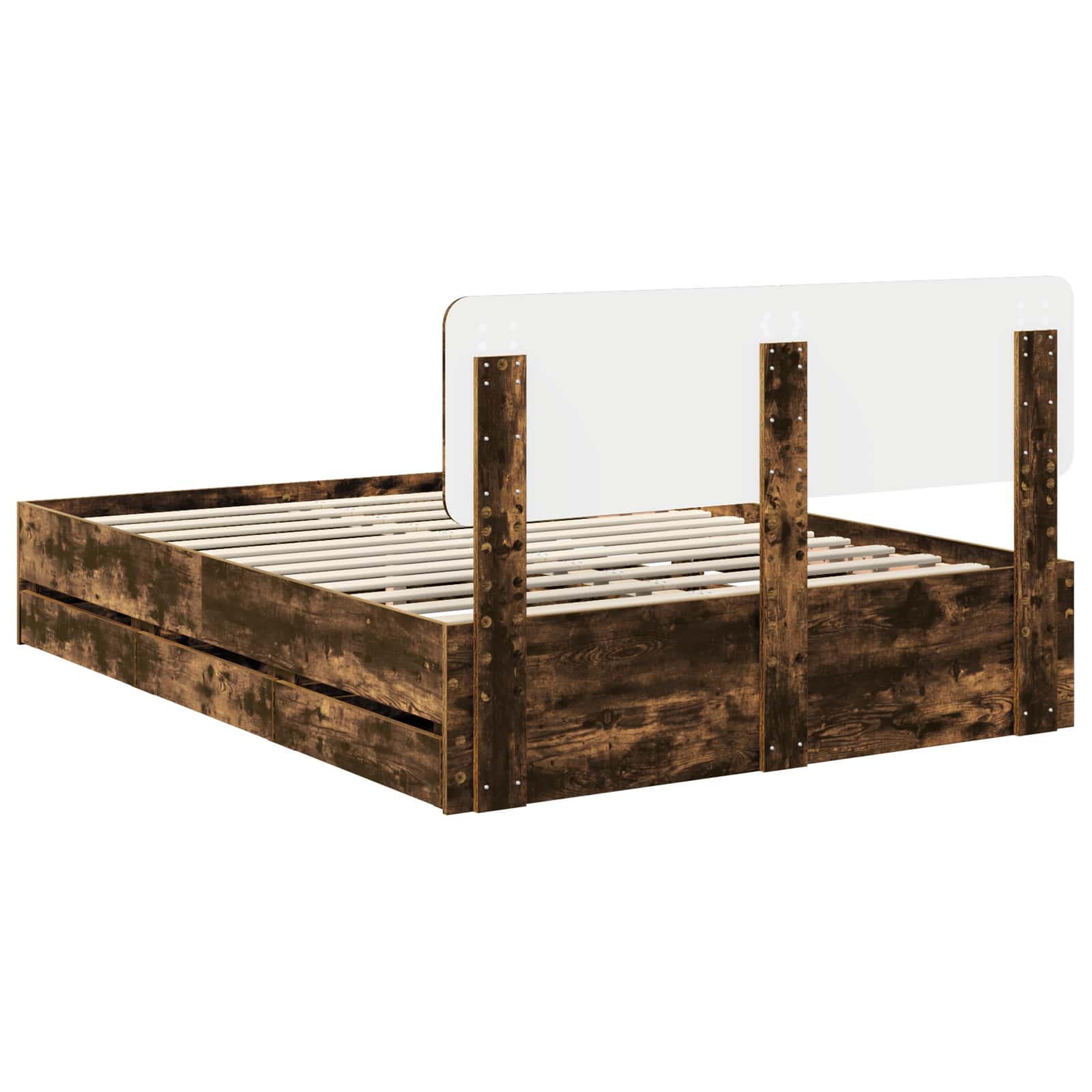 vidaXL Ramka łóżka Dąb Wędzony 140 x 190 cm Drewno inżynieryjne
