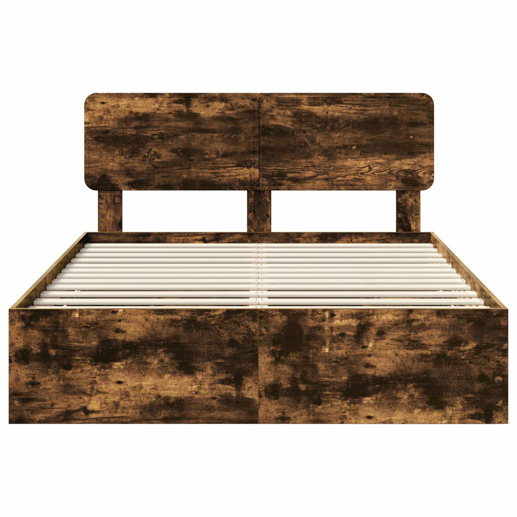 vidaXL Ramka łóżka Dąb Wędzony 140 x 190 cm Drewno inżynieryjne