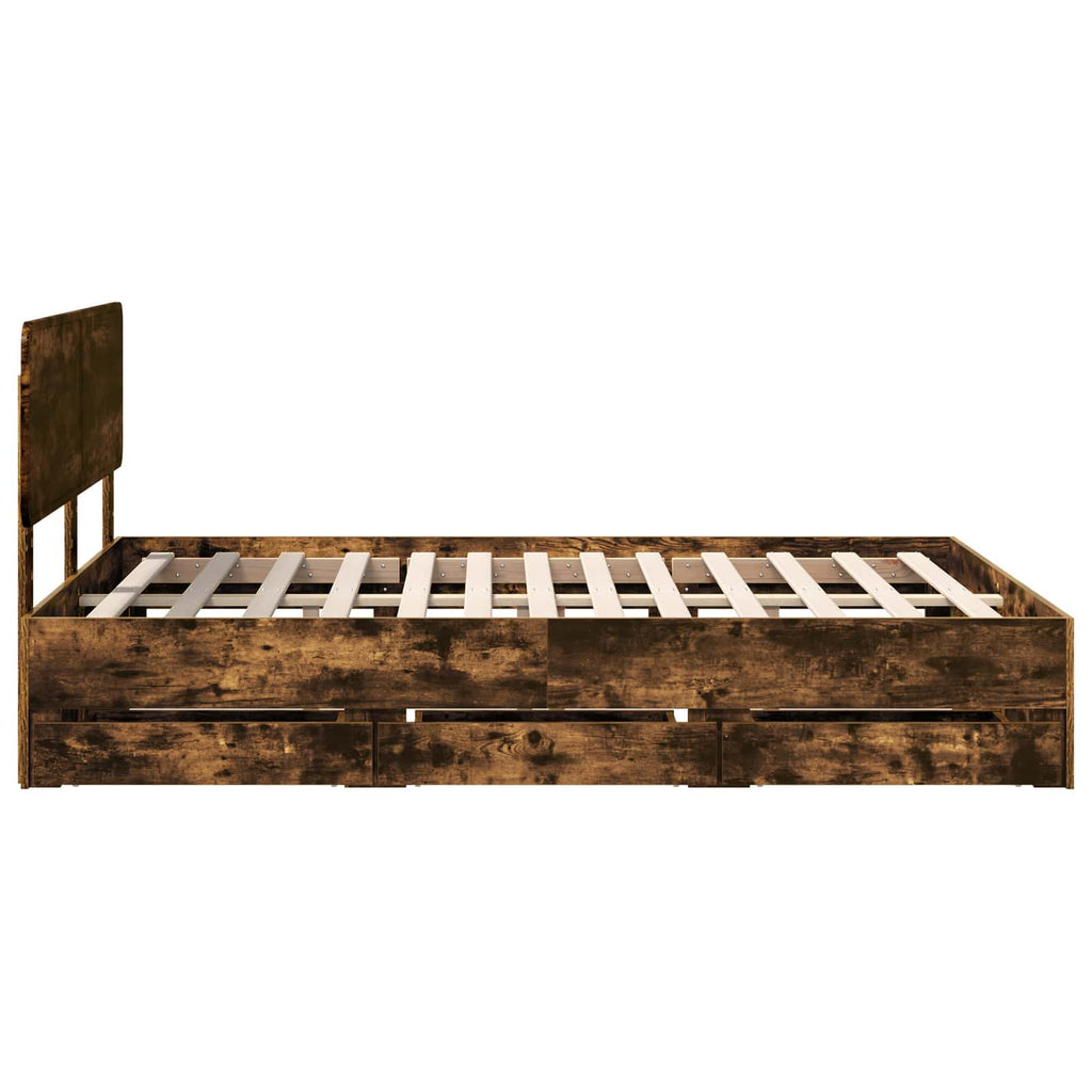 vidaXL Ramka łóżka Dąb Wędzony 140 x 190 cm Drewno inżynieryjne
