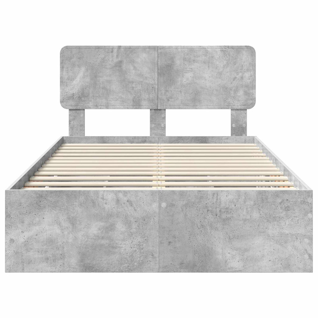 vidaXL Ramka łóżka Betonowy Szary 135 x 190 cm Drewno inżynieryjne