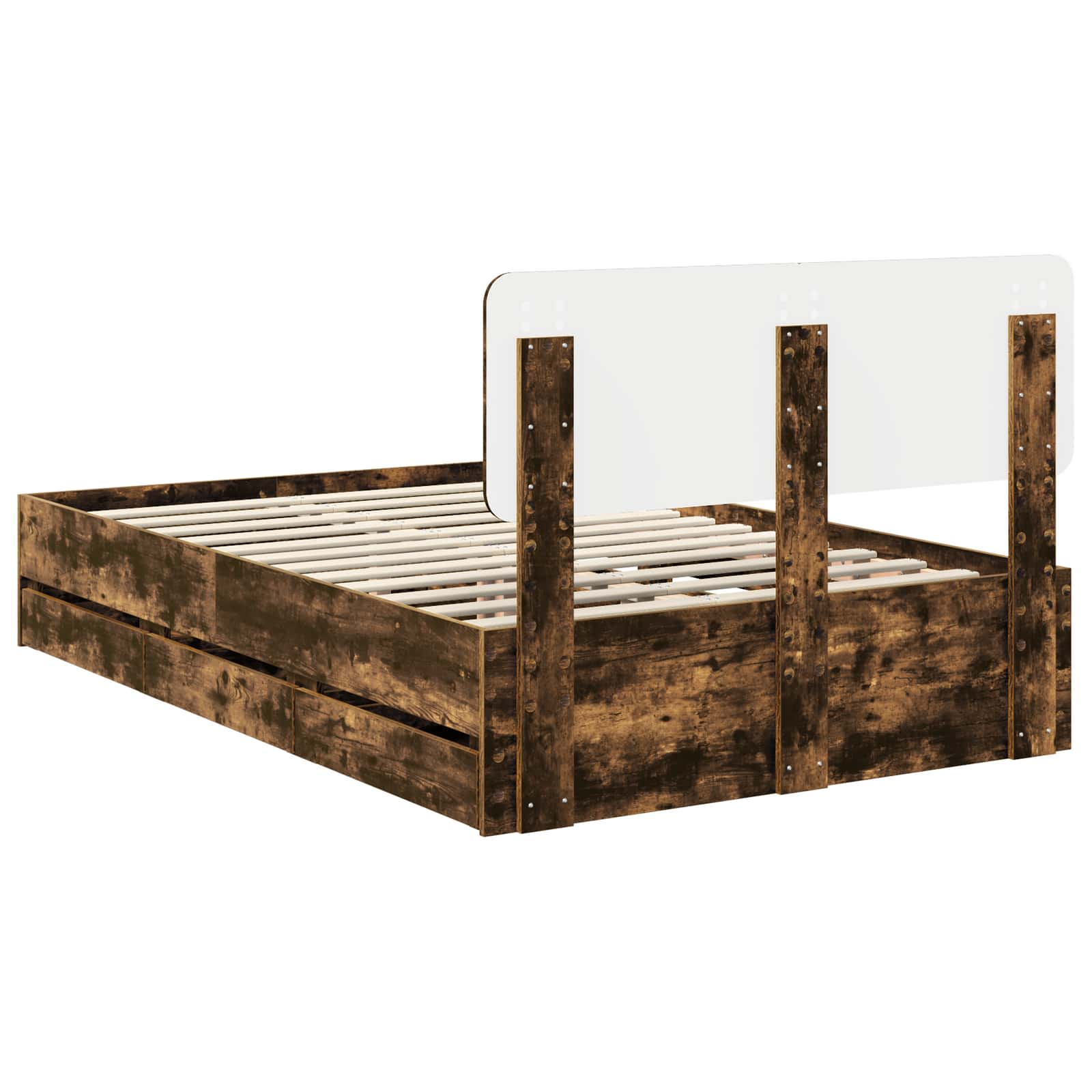 vidaXL Ramka łóżka Dąb Wędzony 135 x 190 cm Drewno inżynieryjne