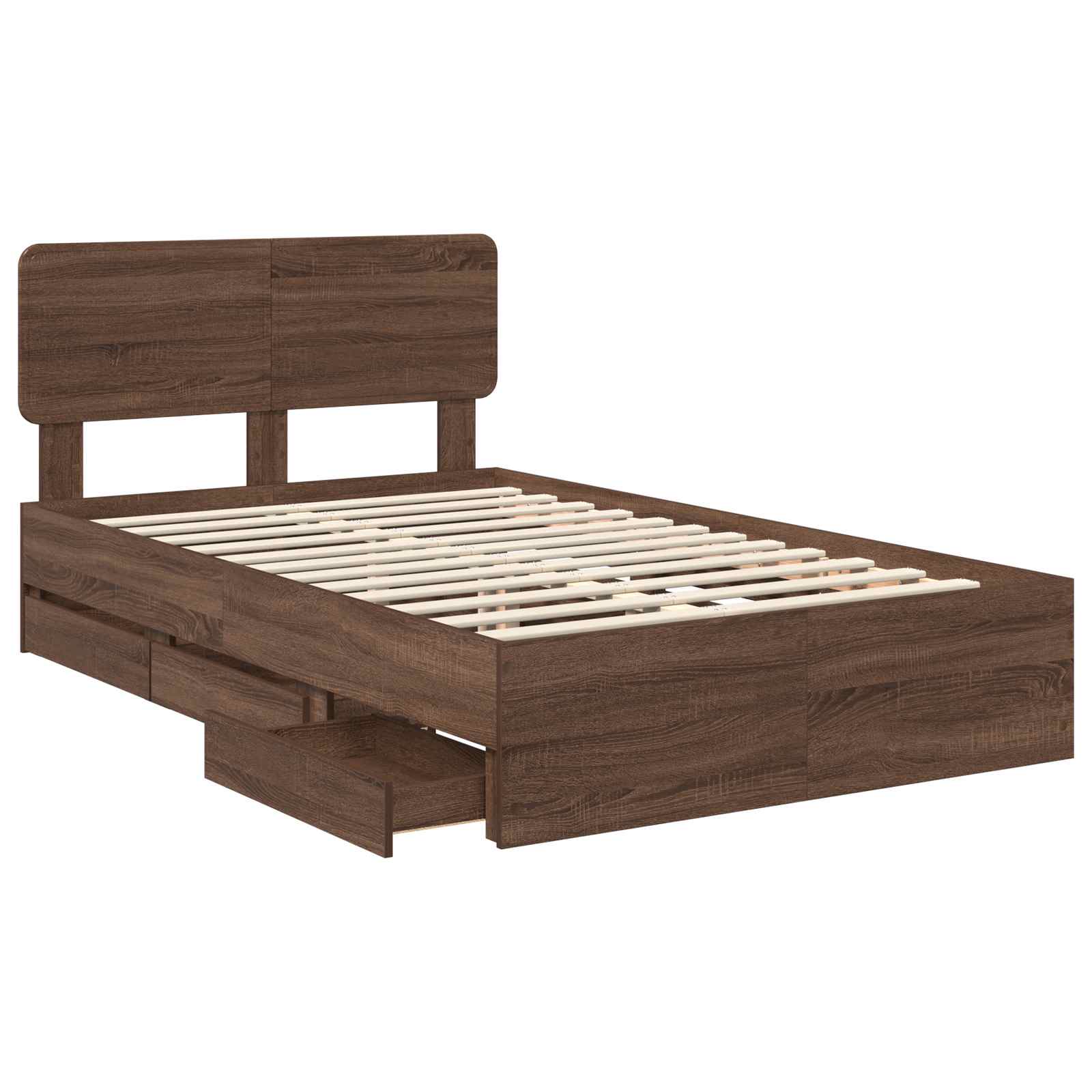 vidaXL Ramka łóżka Dąb brązowy 135 x 190 cm Drewno inżynieryjne