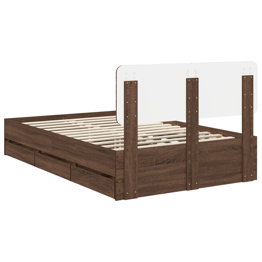 vidaXL Ramka łóżka Dąb brązowy 135 x 190 cm Drewno inżynieryjne