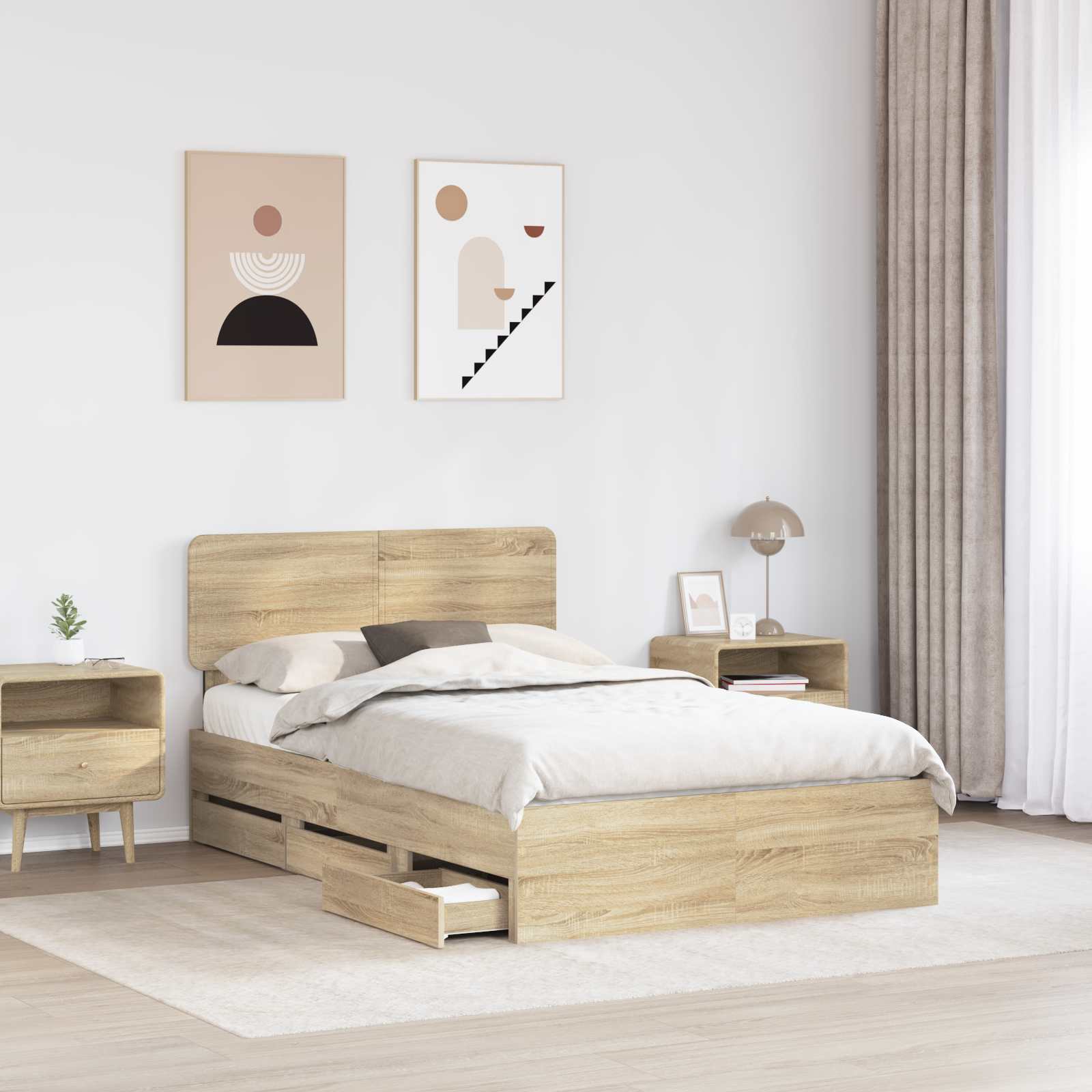 vidaXL Ramka łóżka Dąb Sonoma 120 x 200 cm Drewno inżynieryjne
