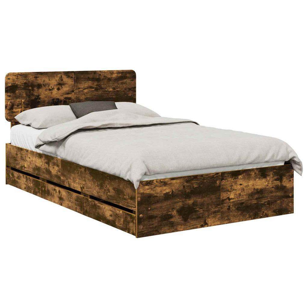 vidaXL Ramka łóżka Dąb Wędzony 120 x 200 cm Drewno inżynieryjne