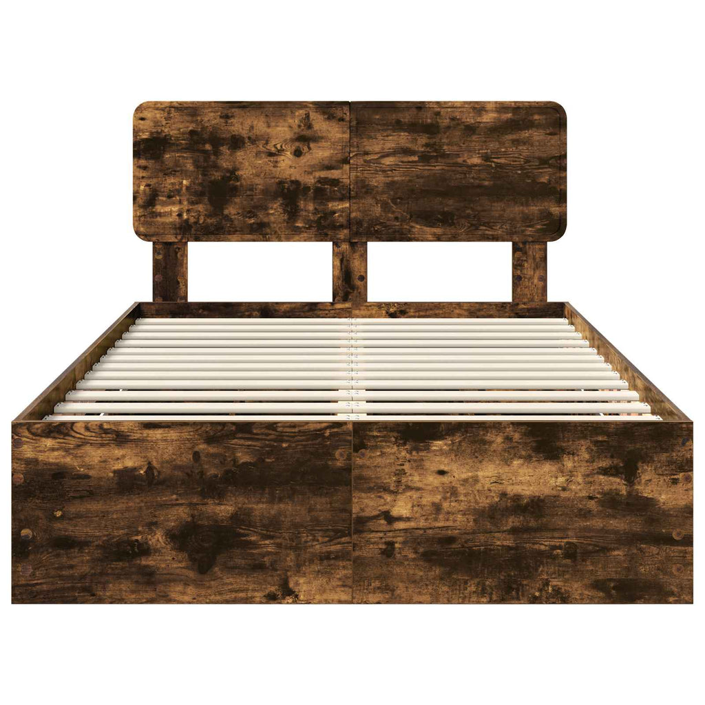 vidaXL Ramka łóżka Dąb Wędzony 120 x 190 cm Drewno inżynieryjne