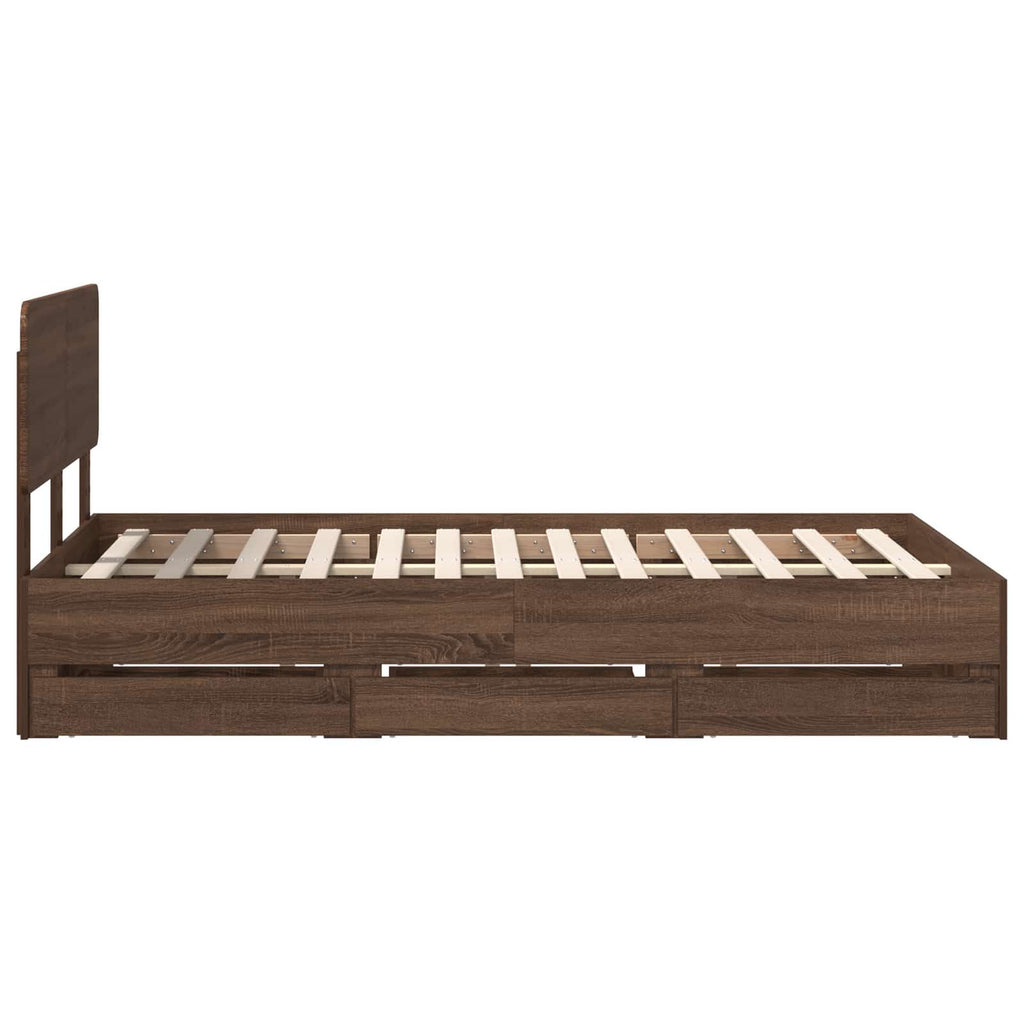 vidaXL Ramka łóżka Dąb brązowy 120 x 190 cm Drewno inżynieryjne