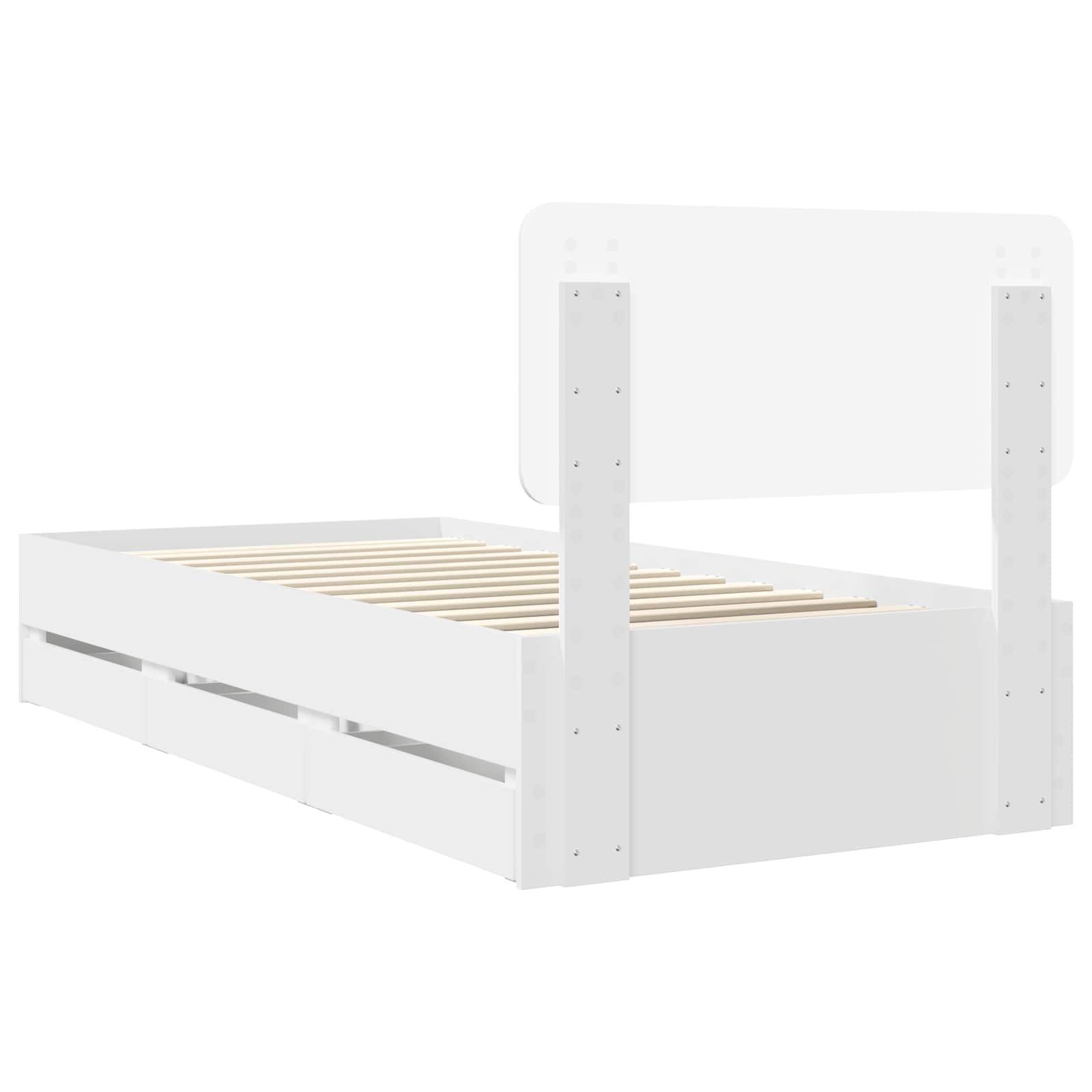 vidaXL Ramka łóżka z szufladą Biały 100 x 200 cm Drewno inżynieryjne